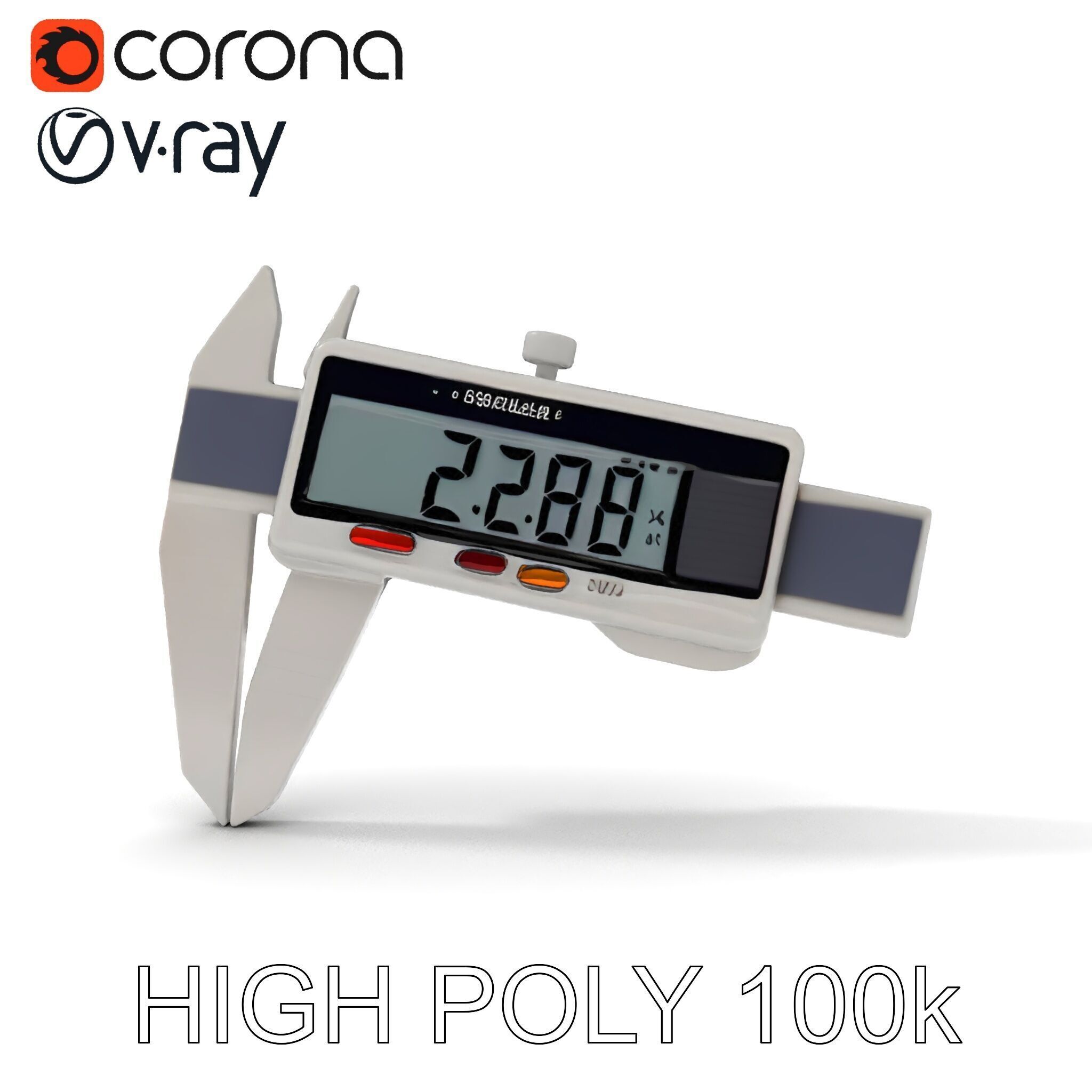 Digital Caliper HighDetail Model Pack for Precision Displays Low-poly 3D model_29