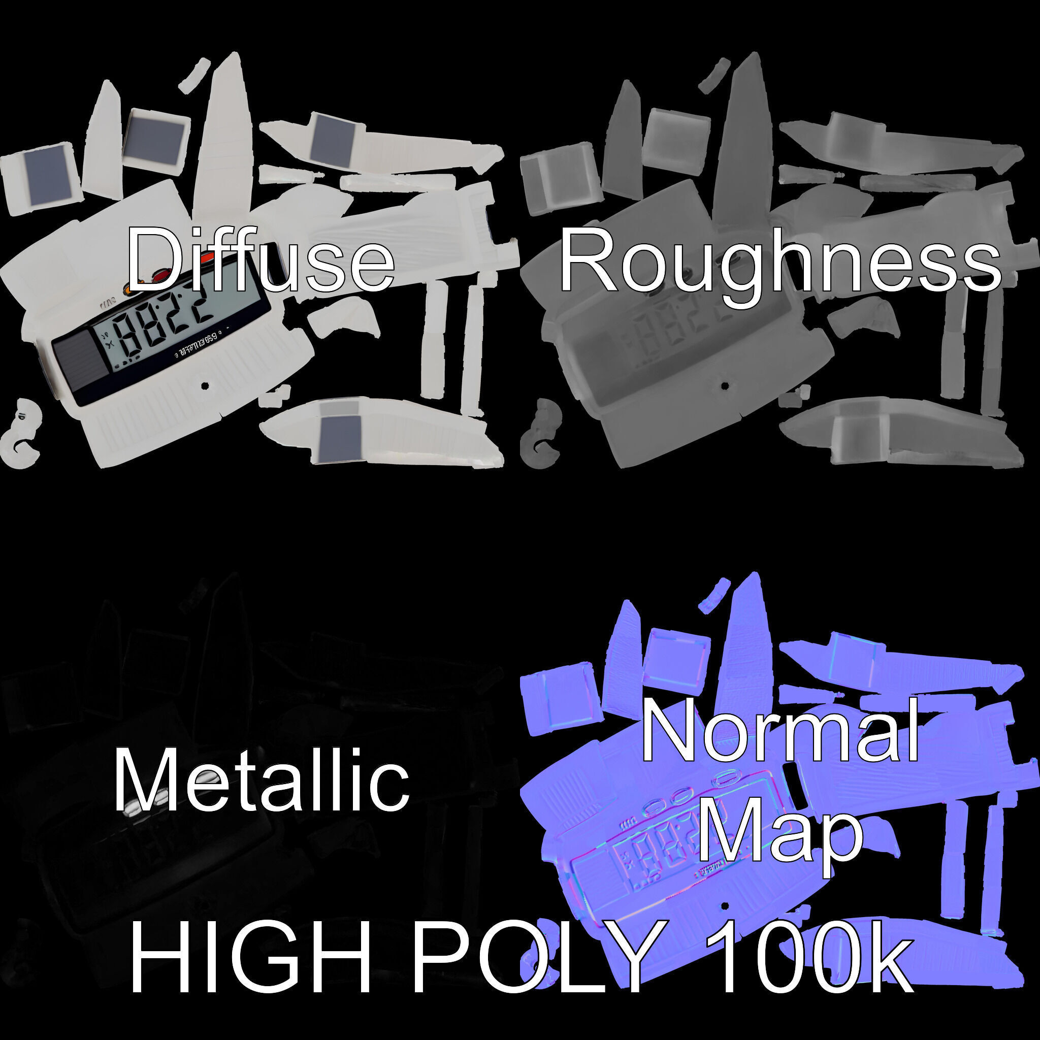 Digital Caliper HighDetail Model Pack for Precision Displays Low-poly 3D model_2