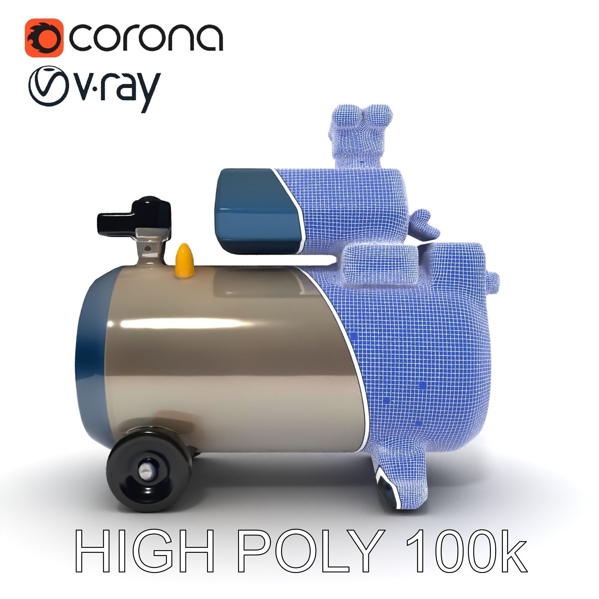 Portable Air Compressor Model Pack for D Rendering and Game D... Low-poly 3D model_8