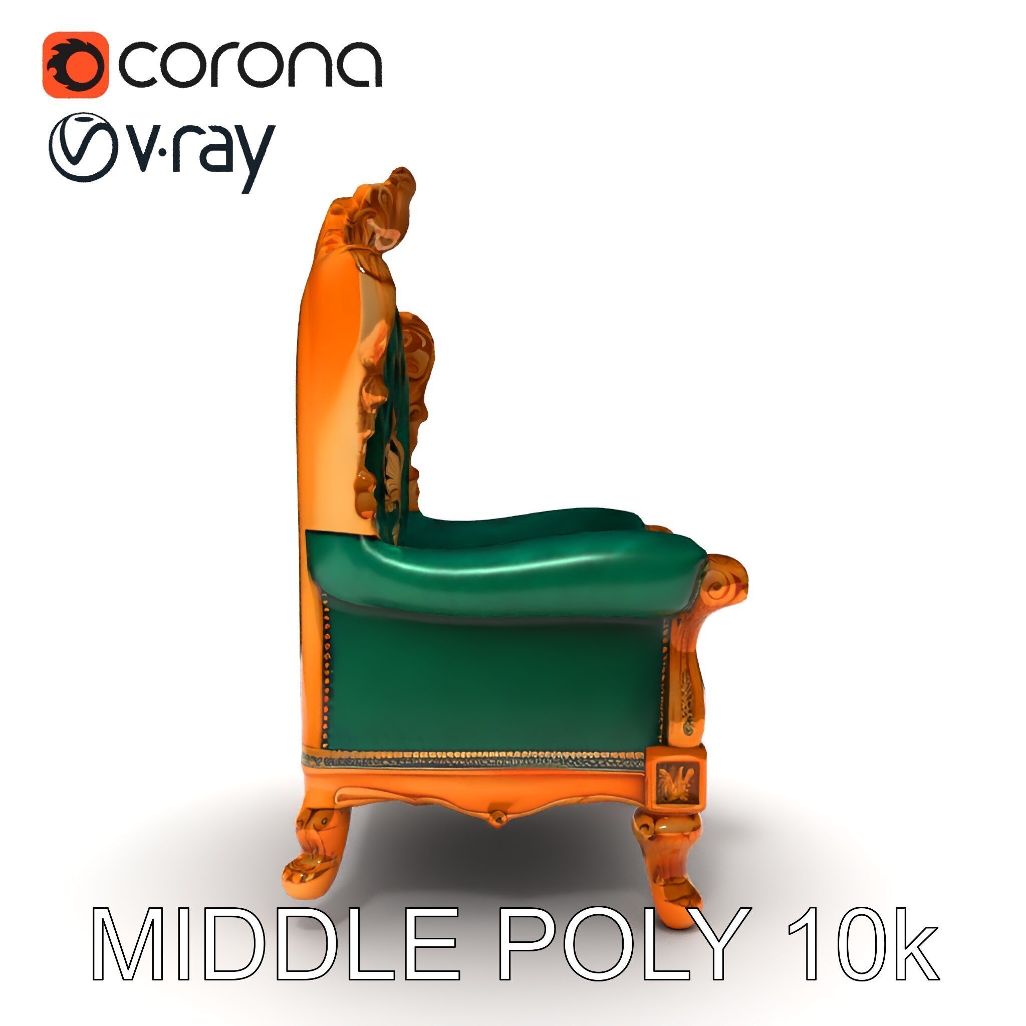 Luxurious Baroque Throne Chair D Model Pack Low-poly 3D model_28