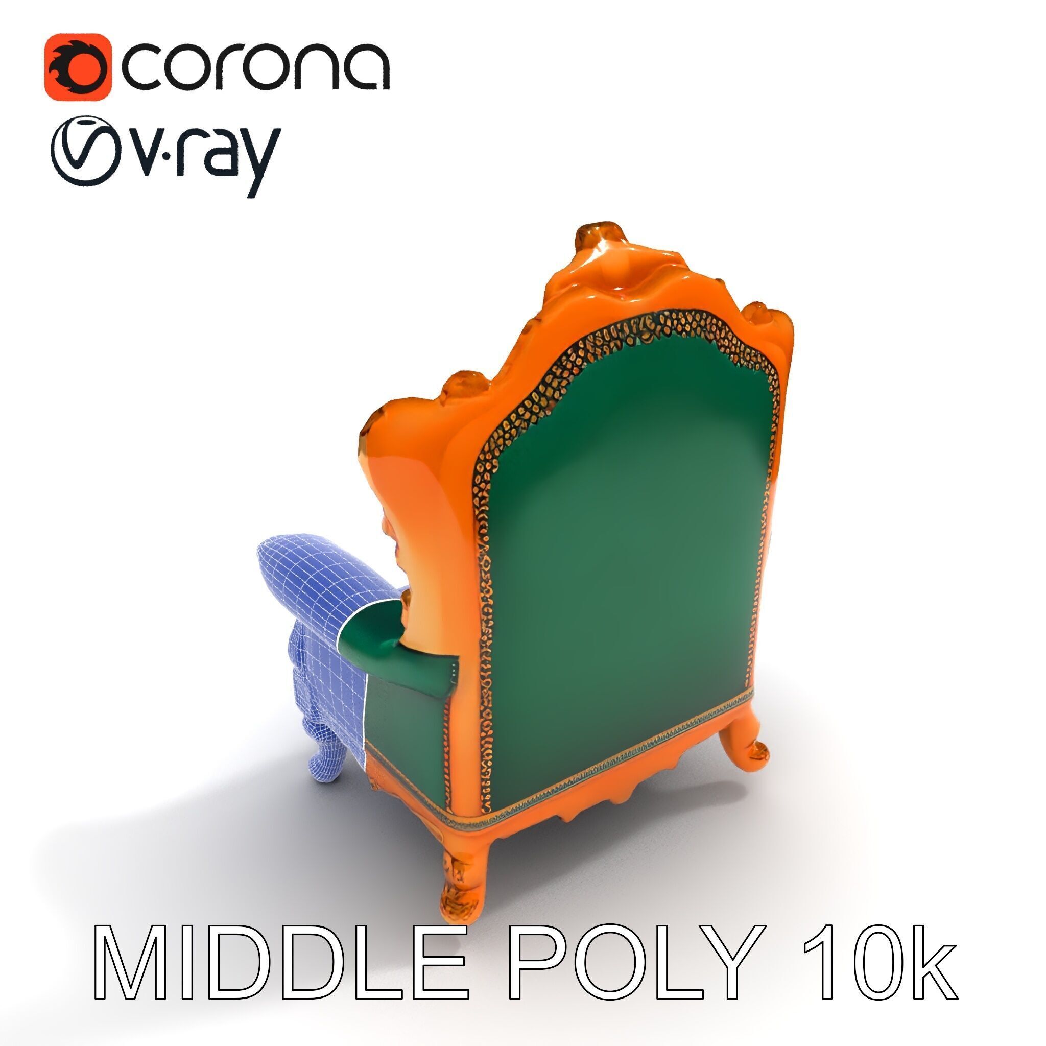 Luxurious Baroque Throne Chair D Model Pack Low-poly 3D model_34