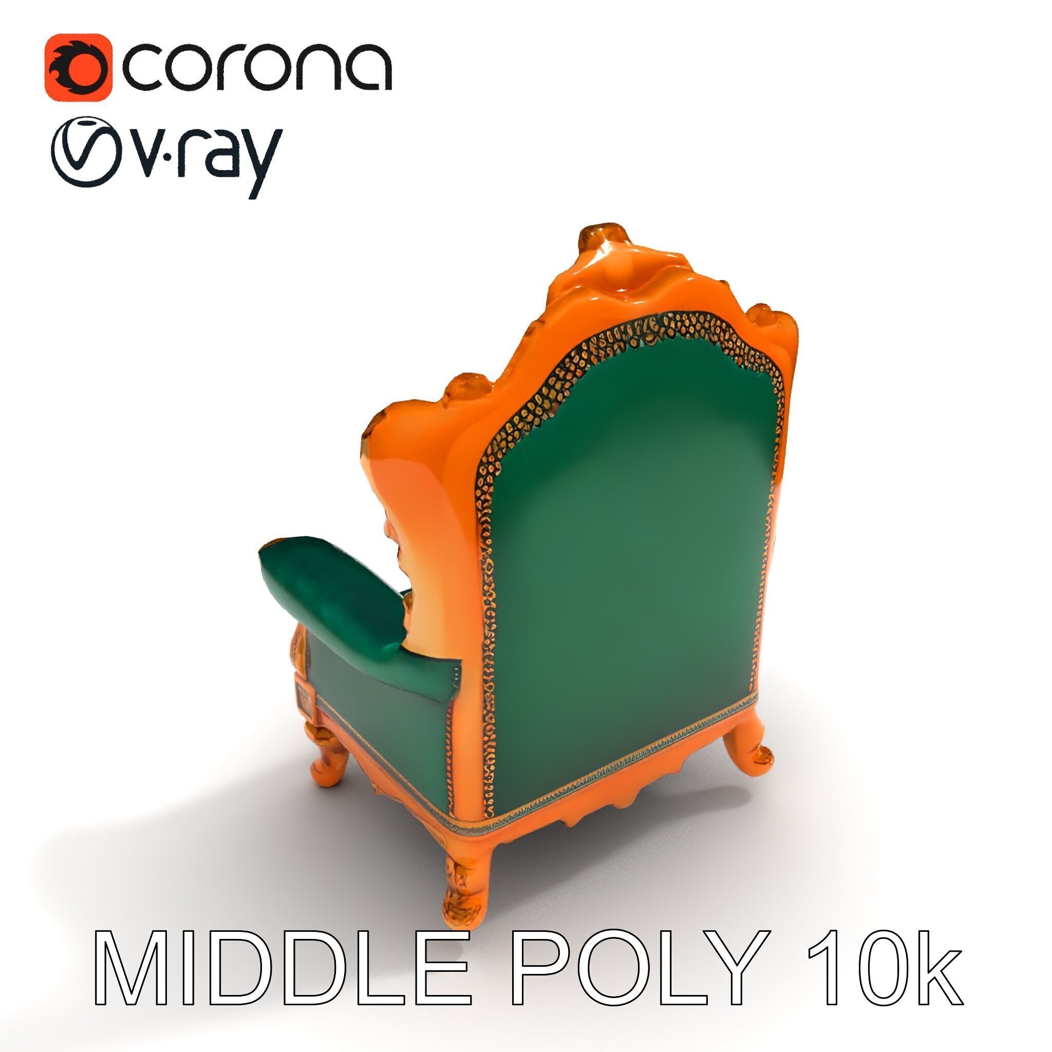 Luxurious Baroque Throne Chair D Model Pack Low-poly 3D model_19