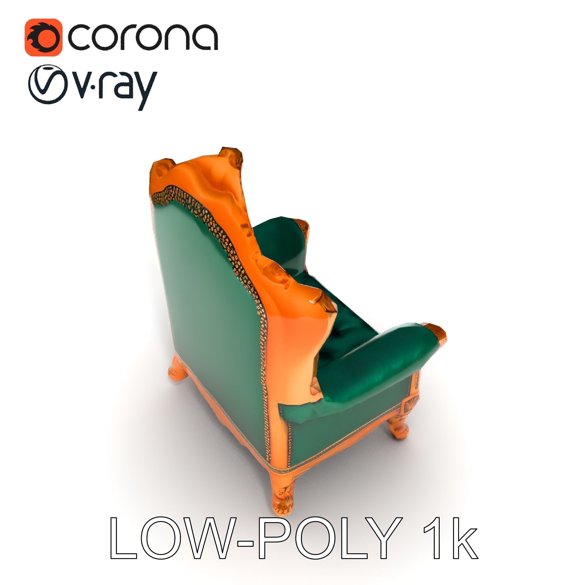 Luxurious Baroque Throne Chair D Model Pack Low-poly 3D model_20