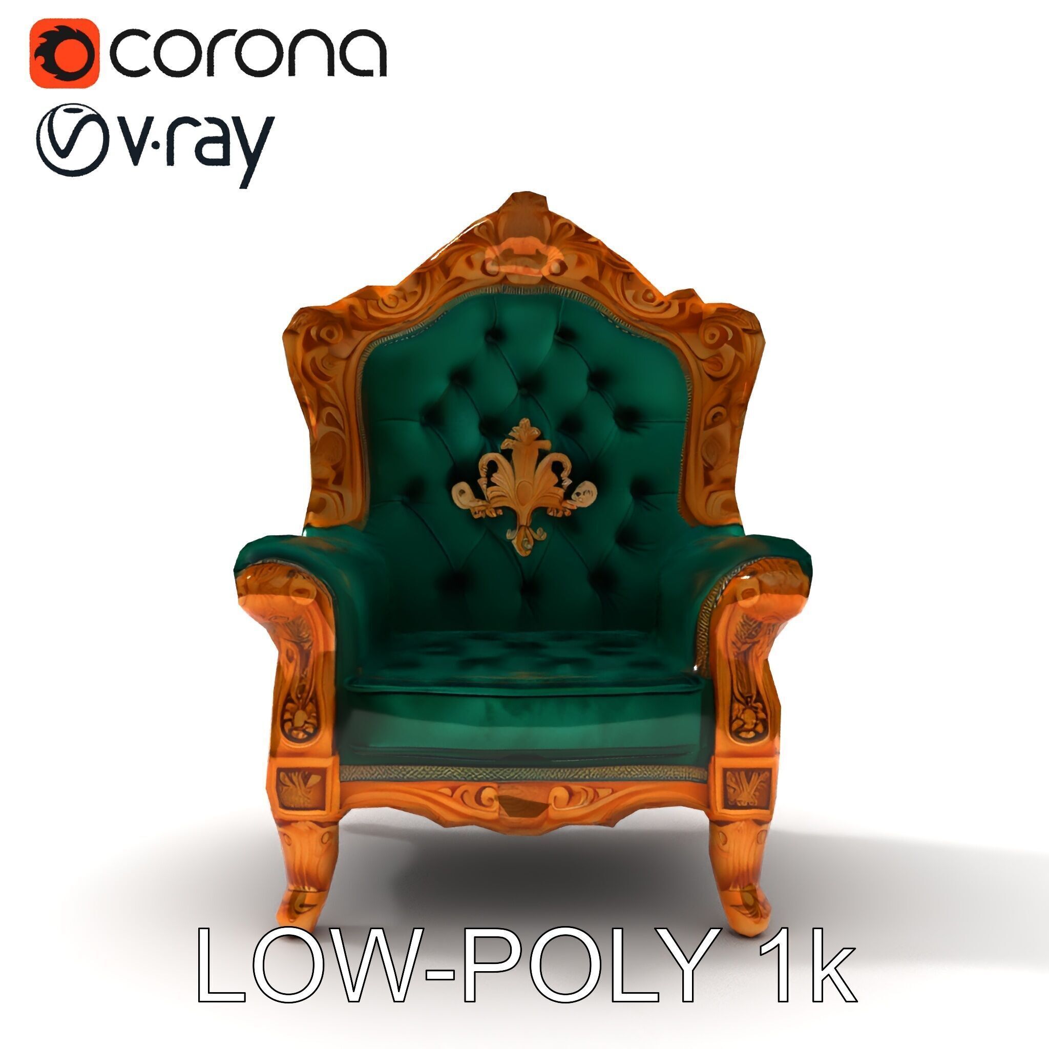 Luxurious Baroque Throne Chair D Model Pack Low-poly 3D model_29