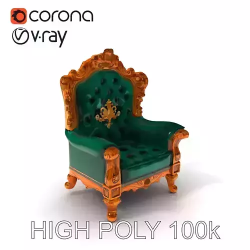 Luxurious Baroque Throne Chair D Model Pack Low-poly 3D model