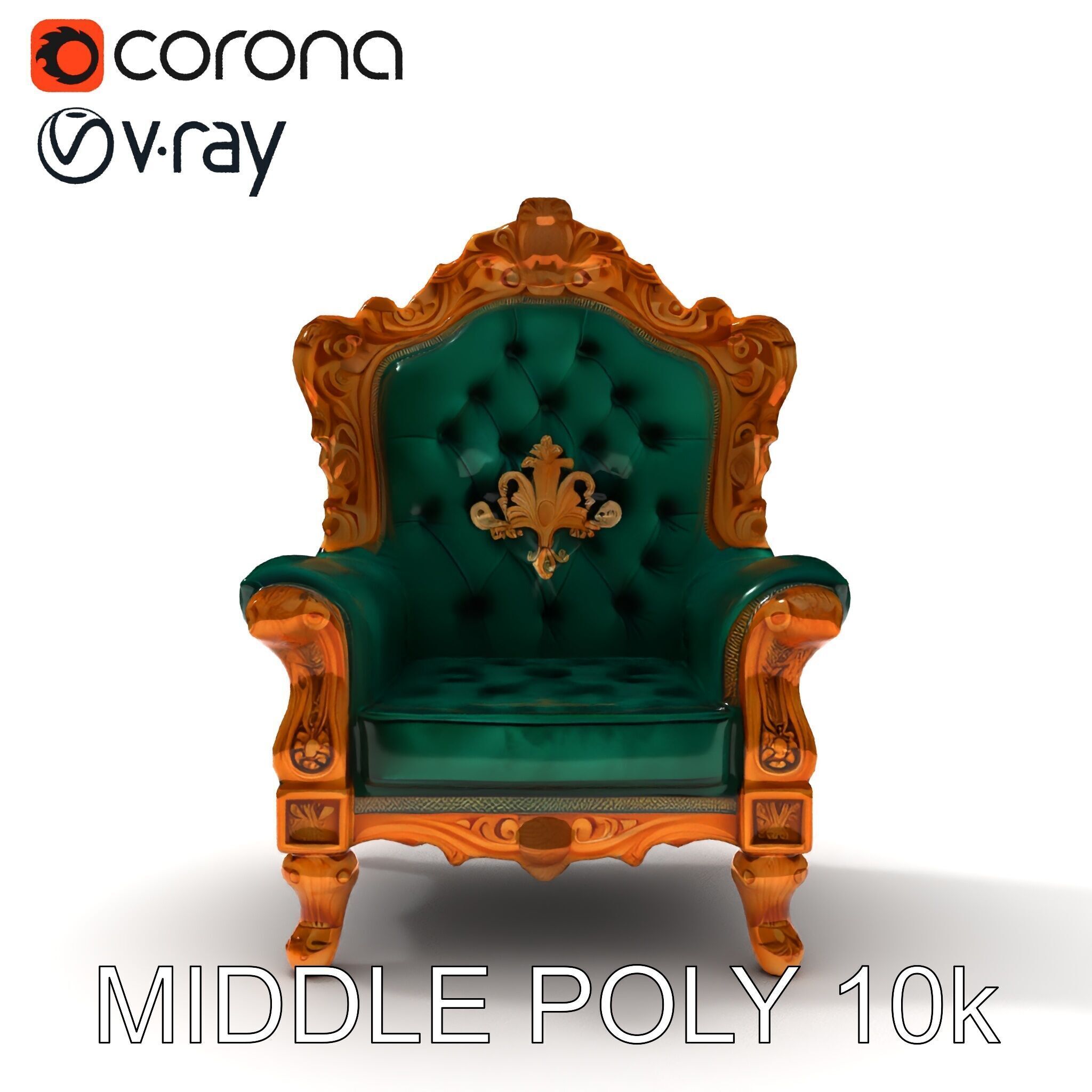 Luxurious Baroque Throne Chair D Model Pack Low-poly 3D model_25