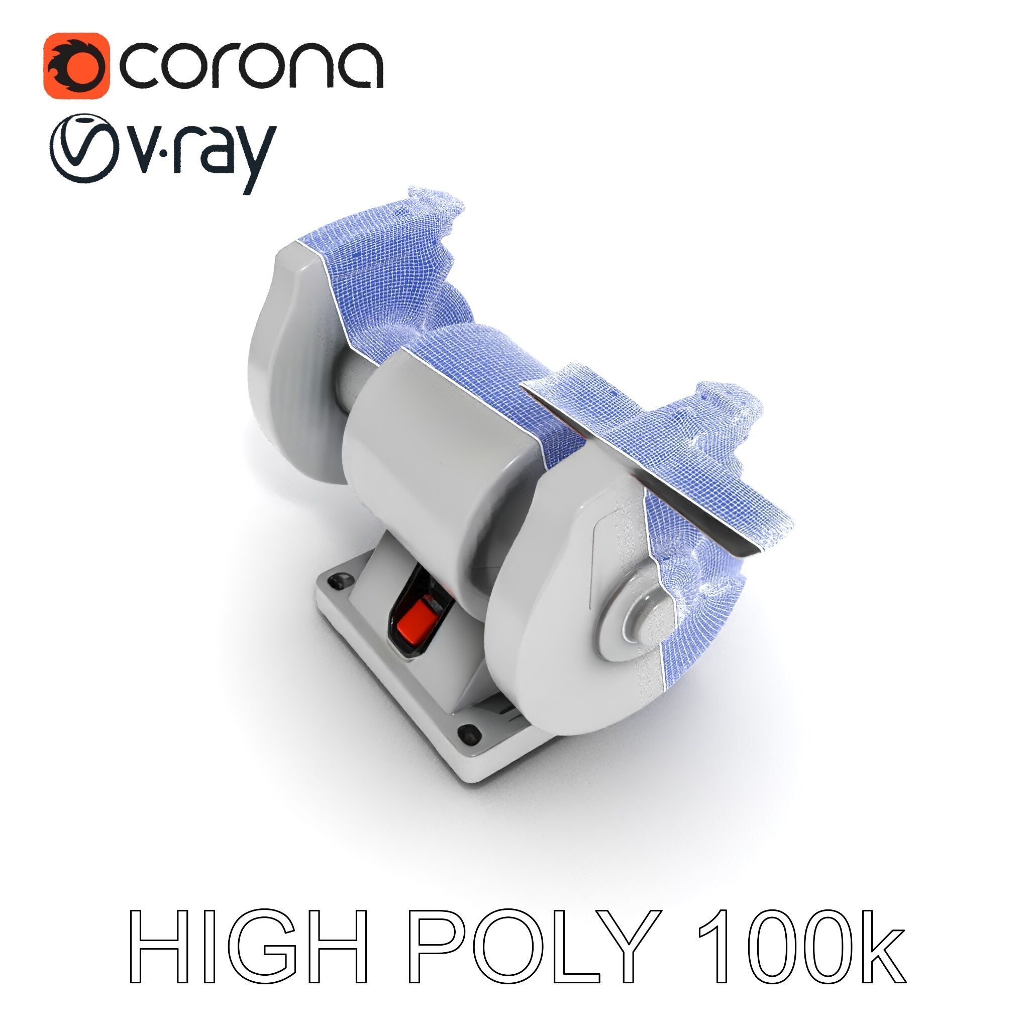 Bench Grinder Model Pack for Industrial and Workshop Scenes Low-poly 3D model_10