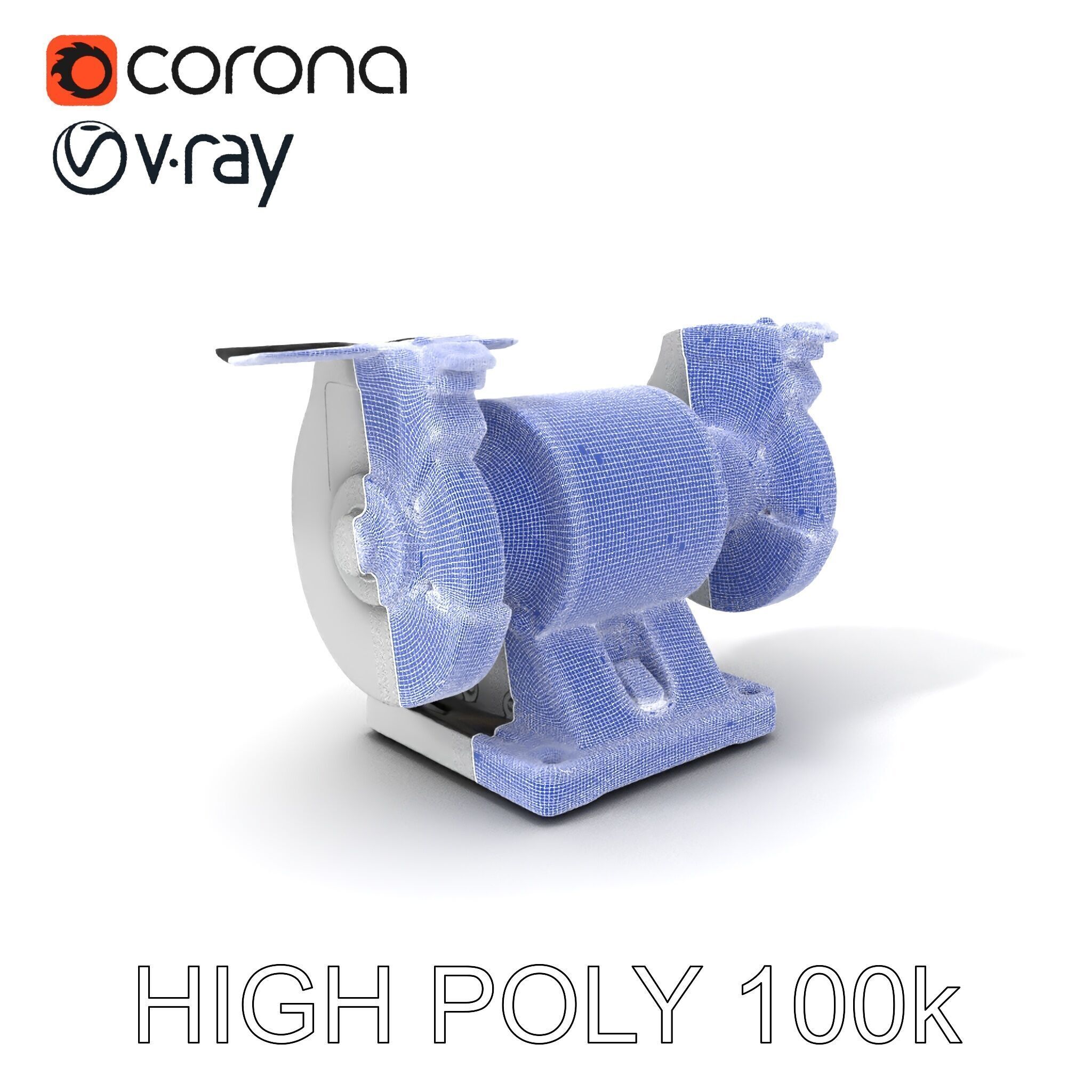 Bench Grinder Model Pack for Industrial and Workshop Scenes Low-poly 3D model_3