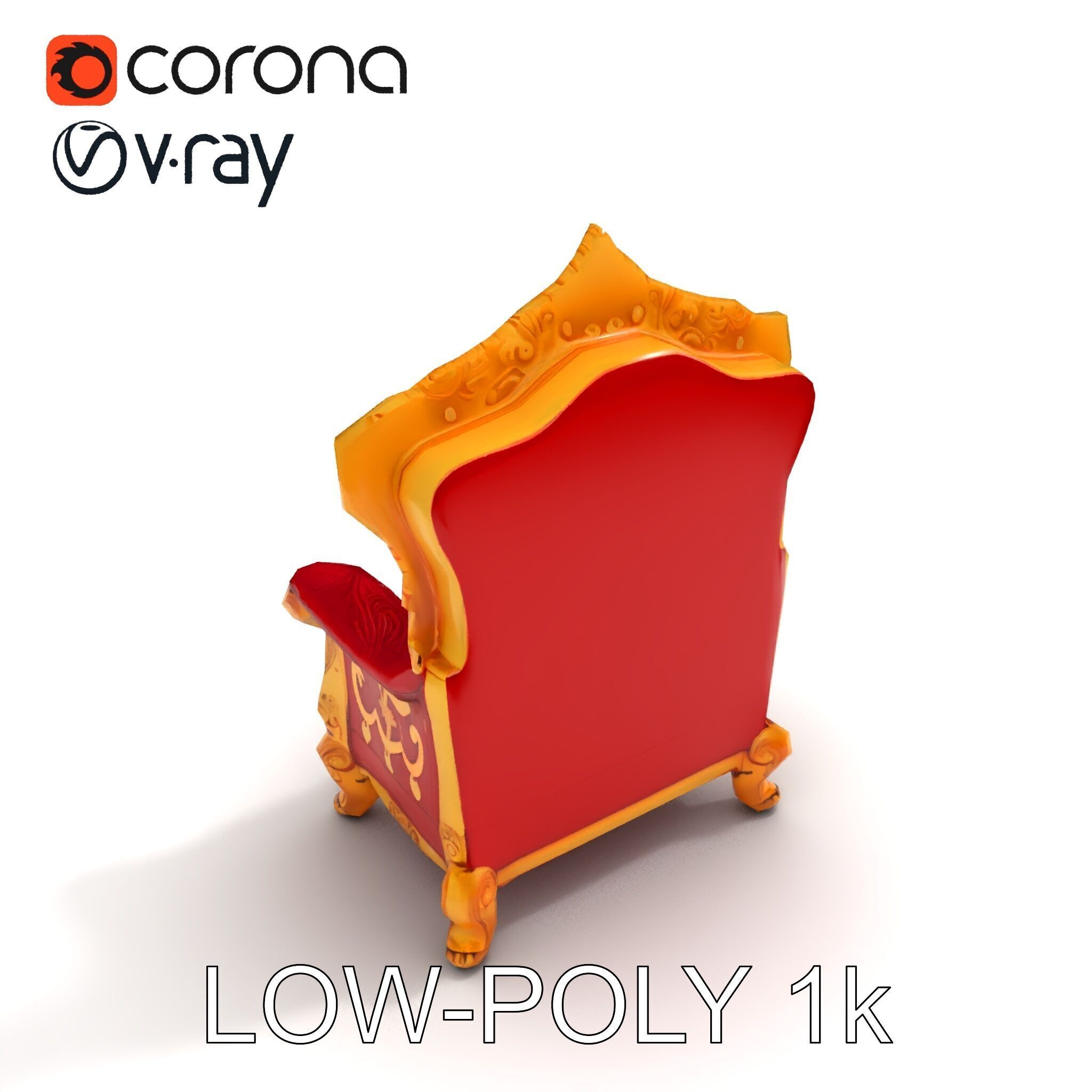 Royal Throne Chair Model Pack Low-poly 3D model_32
