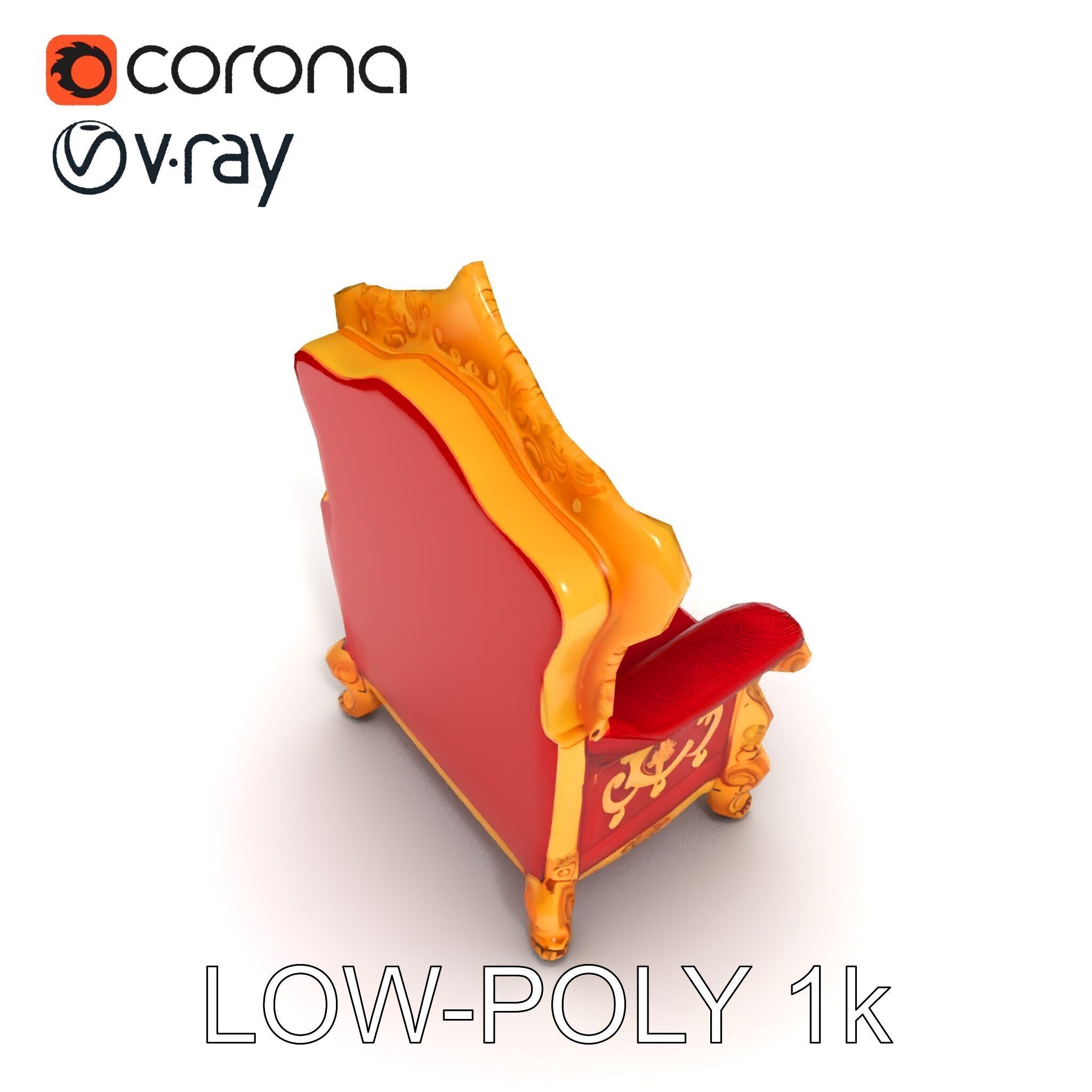 Royal Throne Chair Model Pack Low-poly 3D model_15