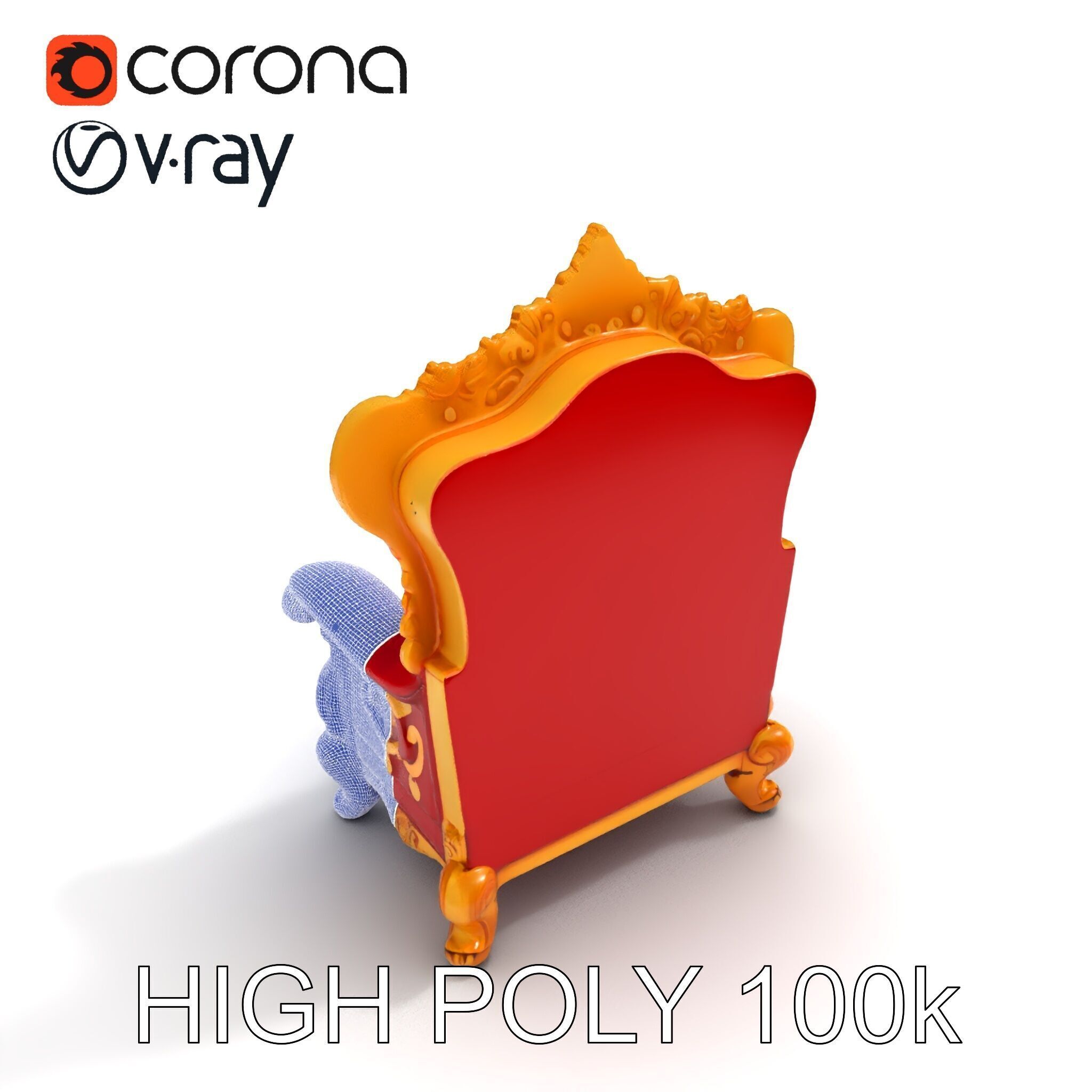 Royal Throne Chair Model Pack Low-poly 3D model_33