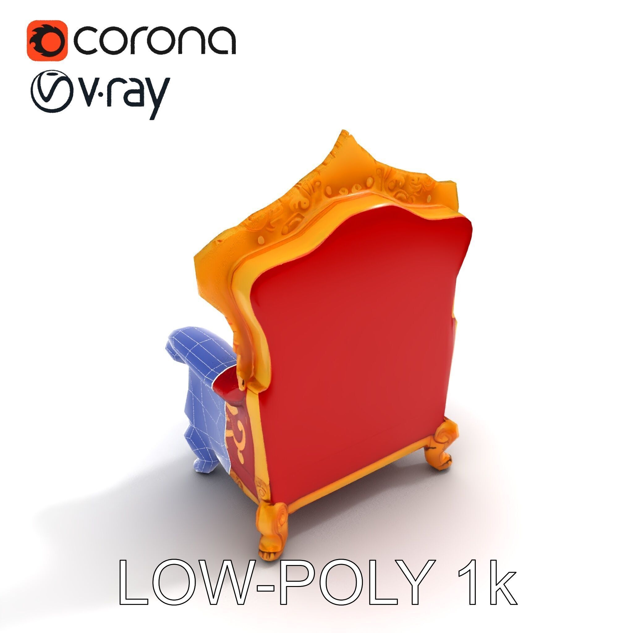 Royal Throne Chair Model Pack Low-poly 3D model_12