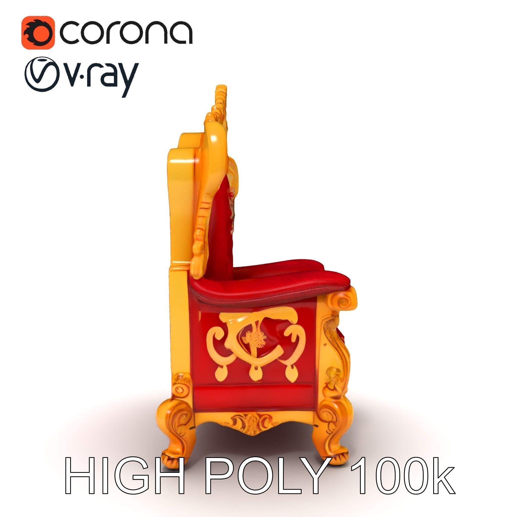 Royal Throne Chair Model Pack Low-poly 3D model_27