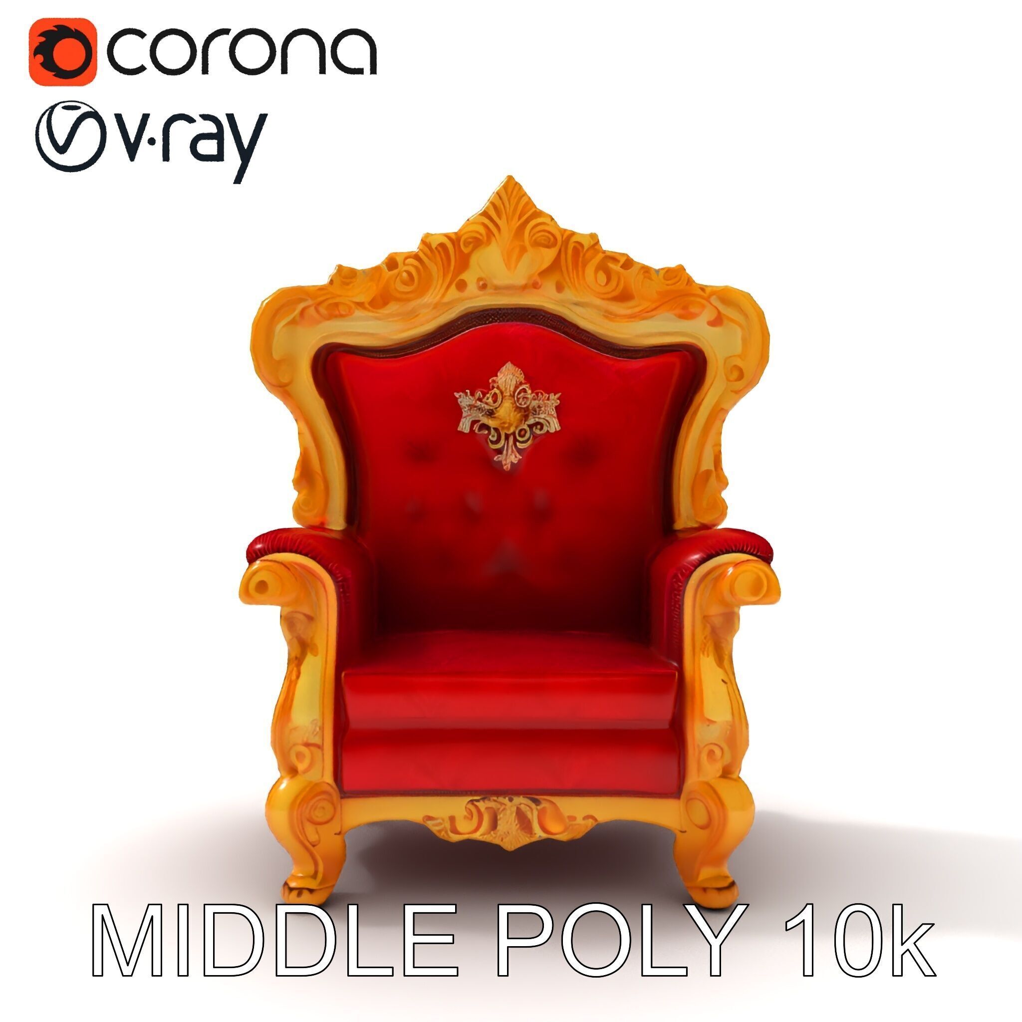 Royal Throne Chair Model Pack Low-poly 3D model_19