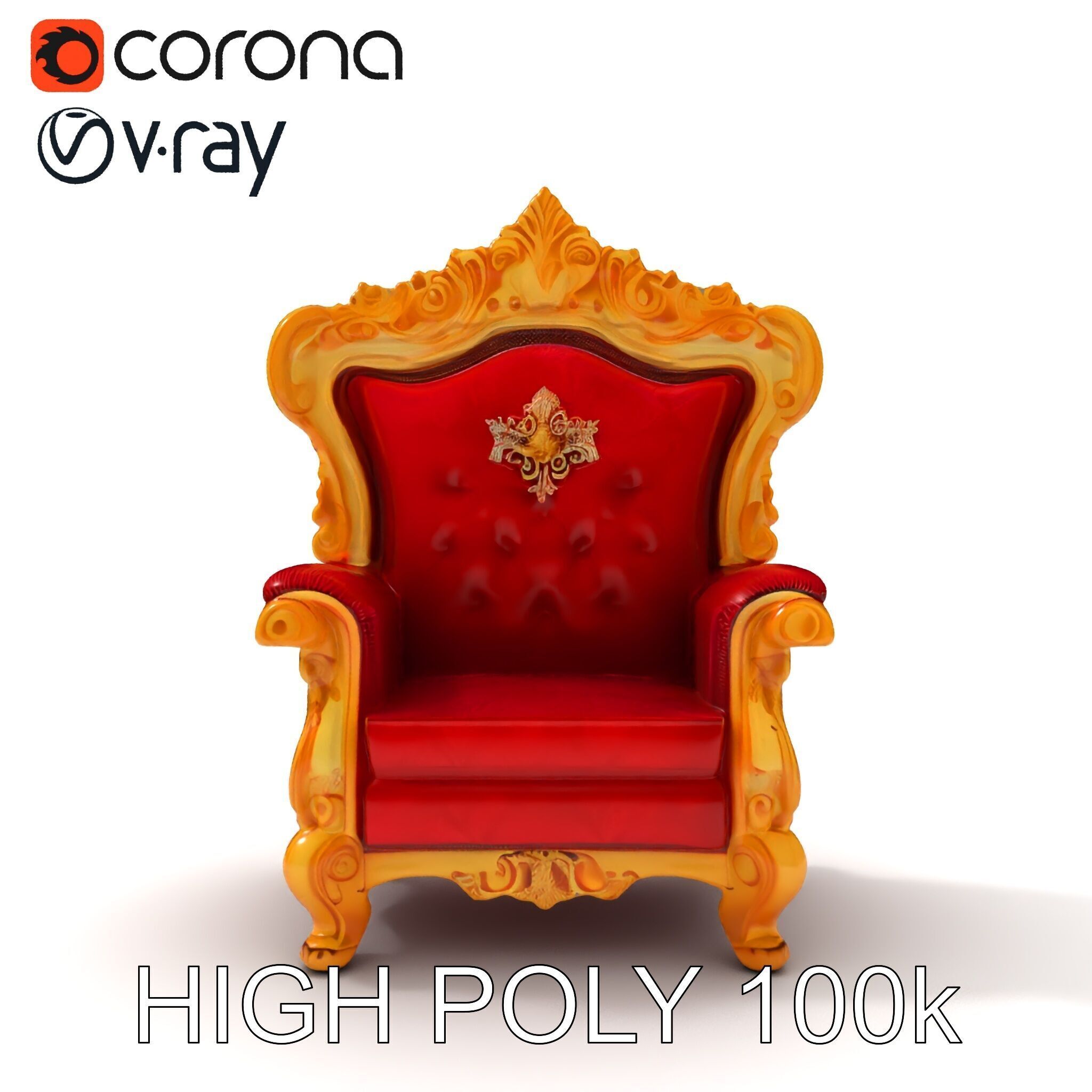 Royal Throne Chair Model Pack Low-poly 3D model_24