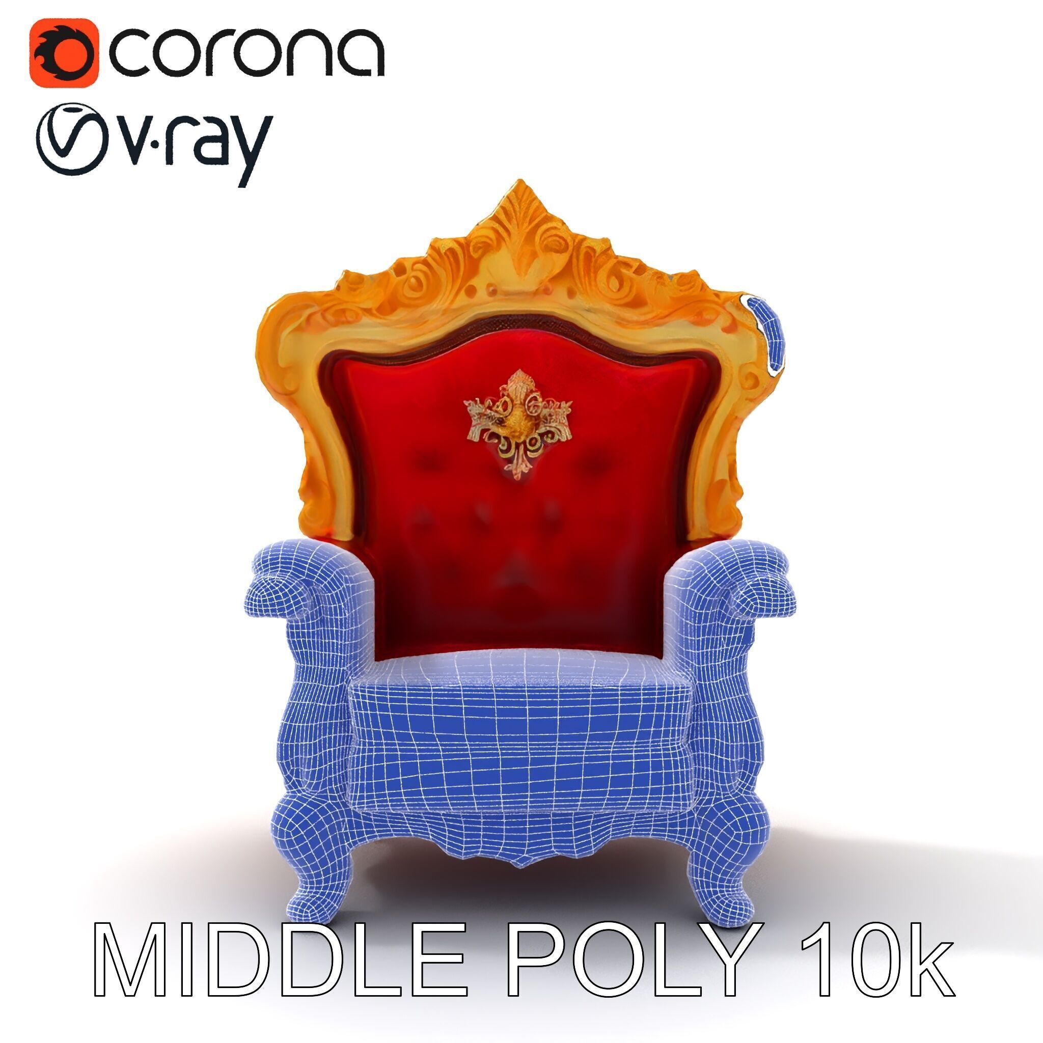 Royal Throne Chair Model Pack Low-poly 3D model_25