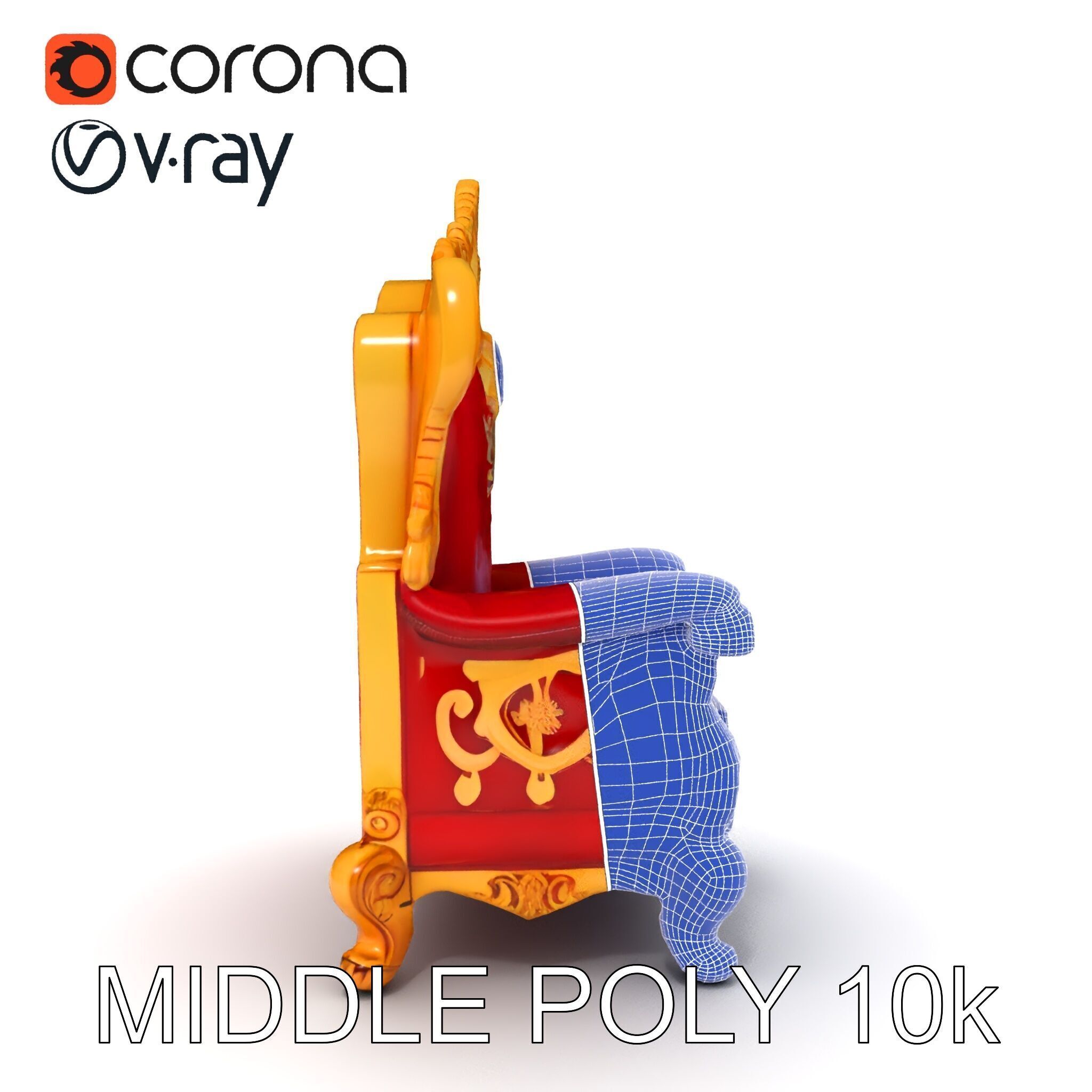 Royal Throne Chair Model Pack Low-poly 3D model_31