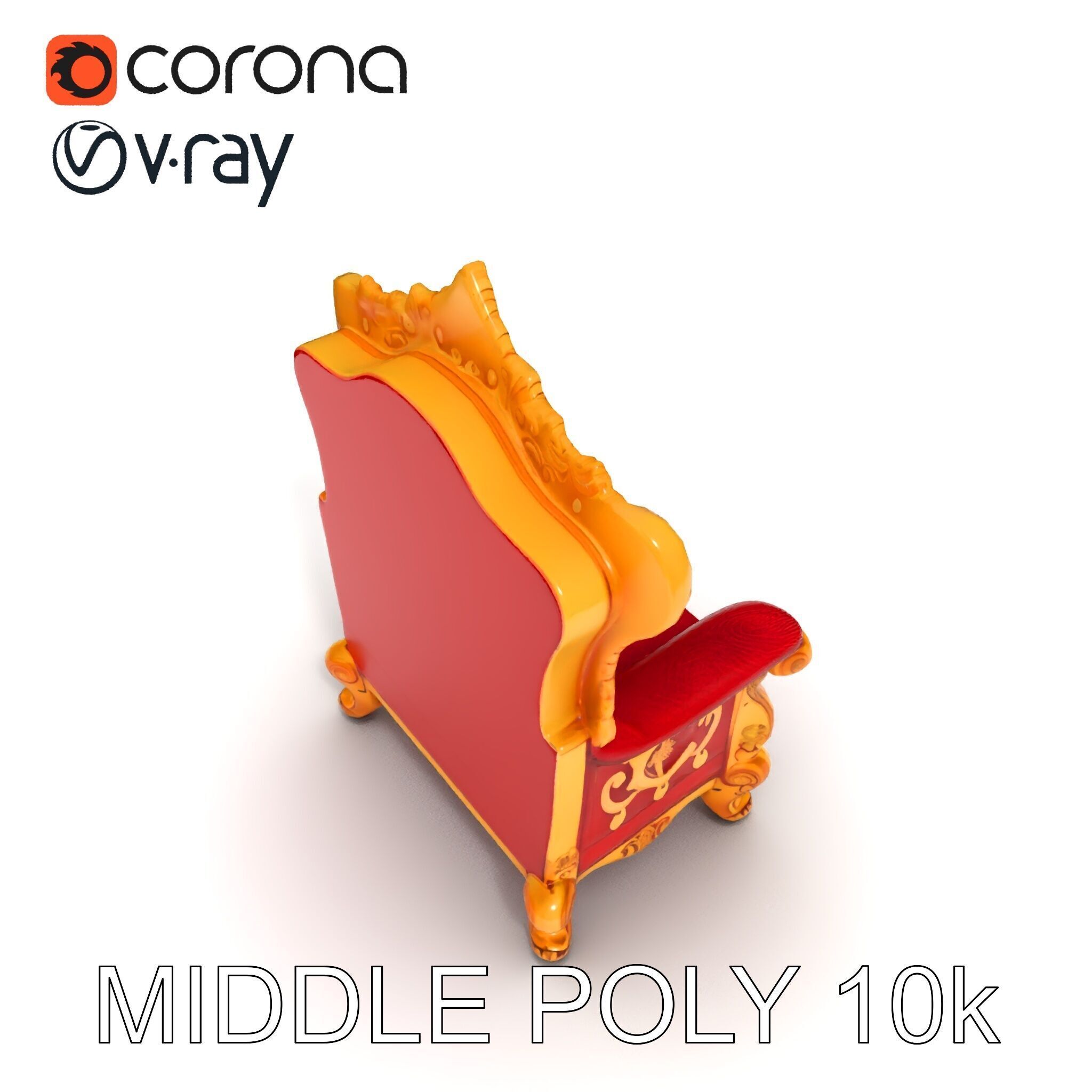 Royal Throne Chair Model Pack Low-poly 3D model_22