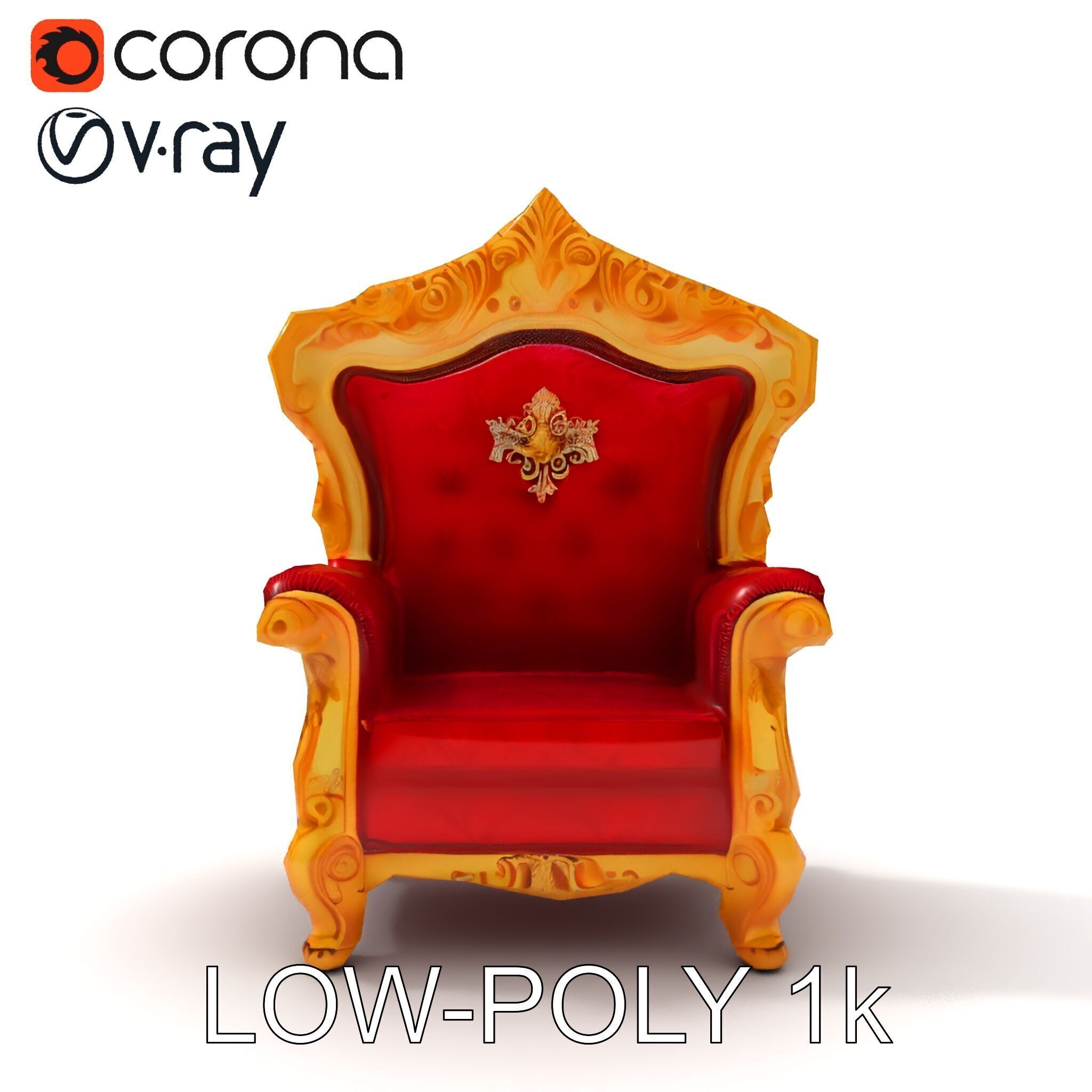 Royal Throne Chair Model Pack Low-poly 3D model_23