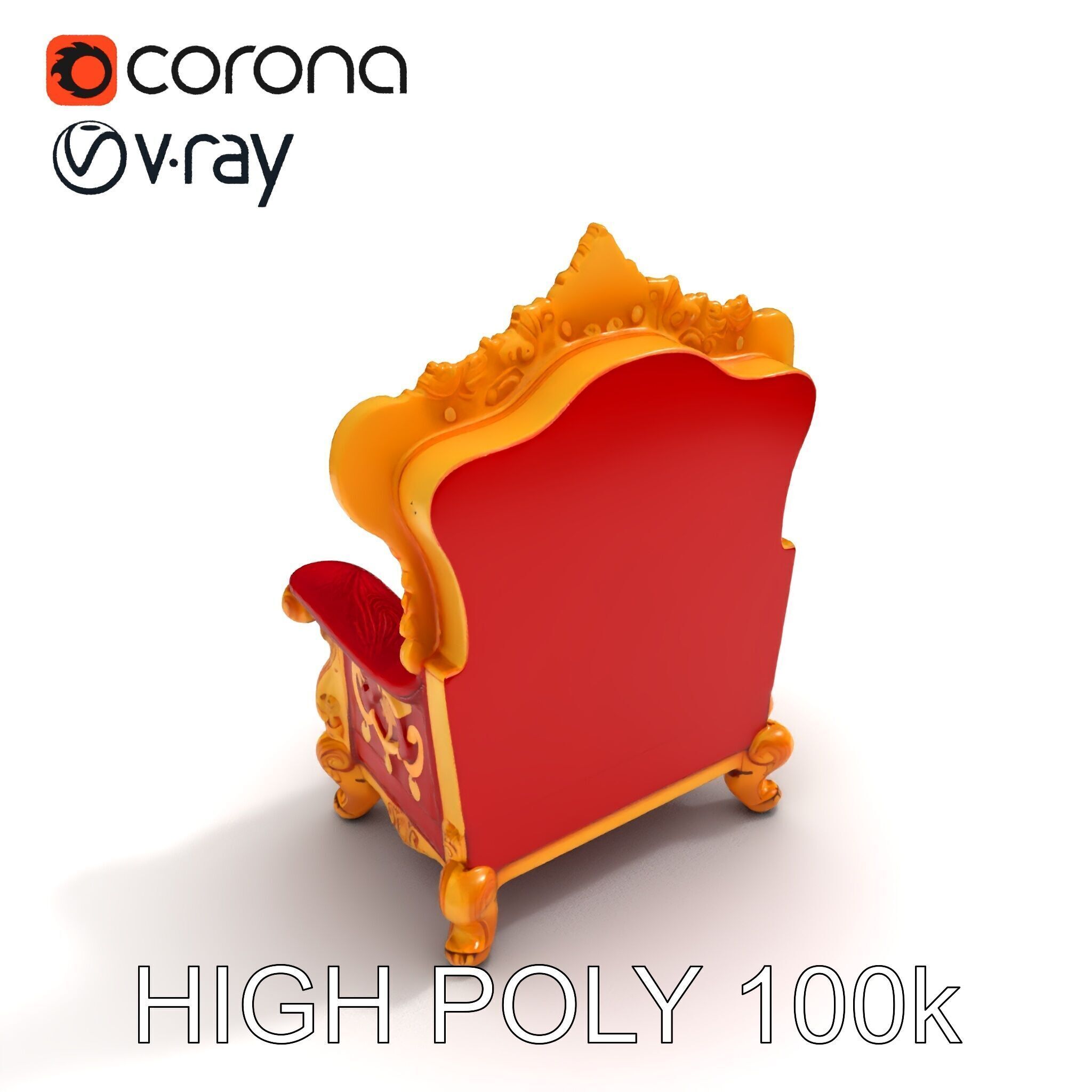 Royal Throne Chair Model Pack Low-poly 3D model_8