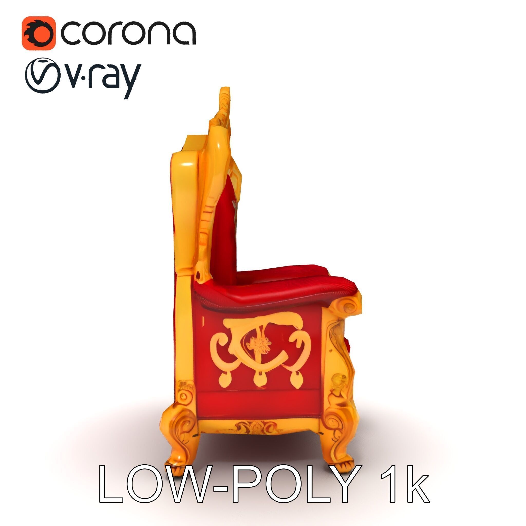 Royal Throne Chair Model Pack Low-poly 3D model_29