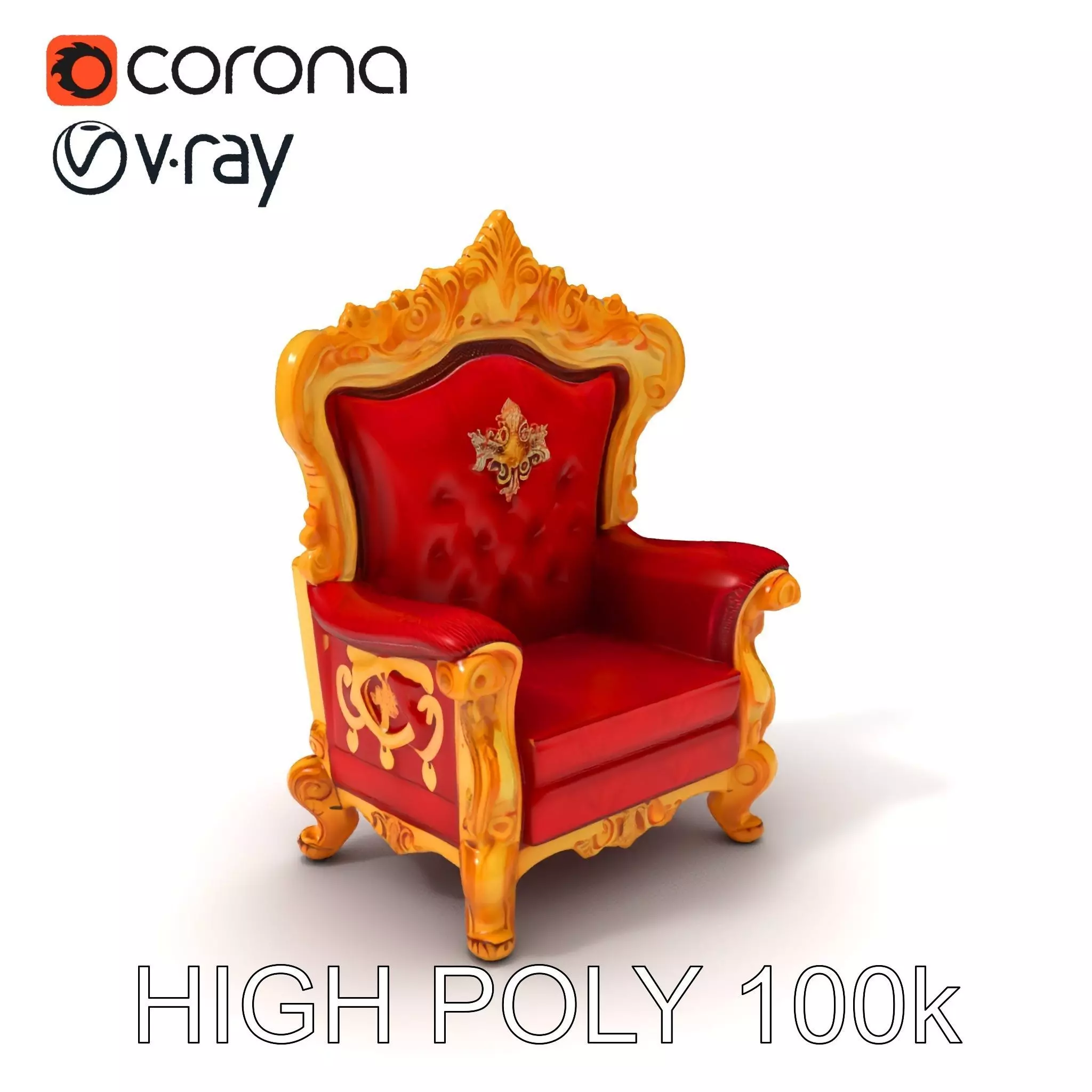Royal Throne Chair Model Pack Low-poly 3D model_0