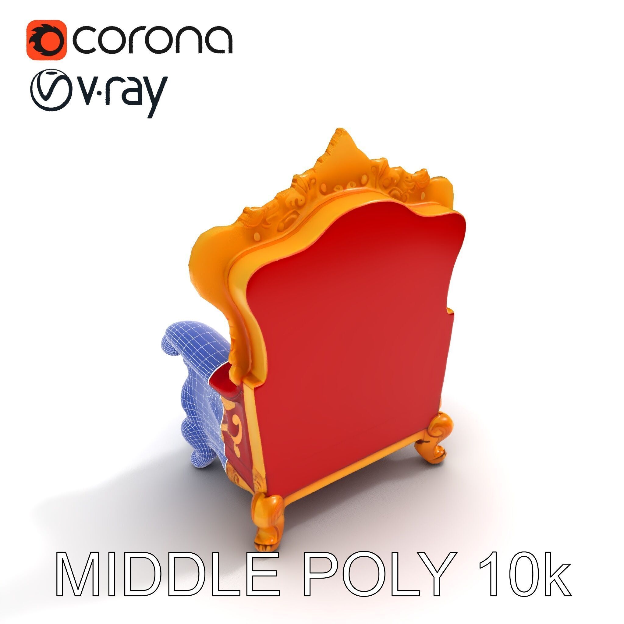 Royal Throne Chair Model Pack Low-poly 3D model_9