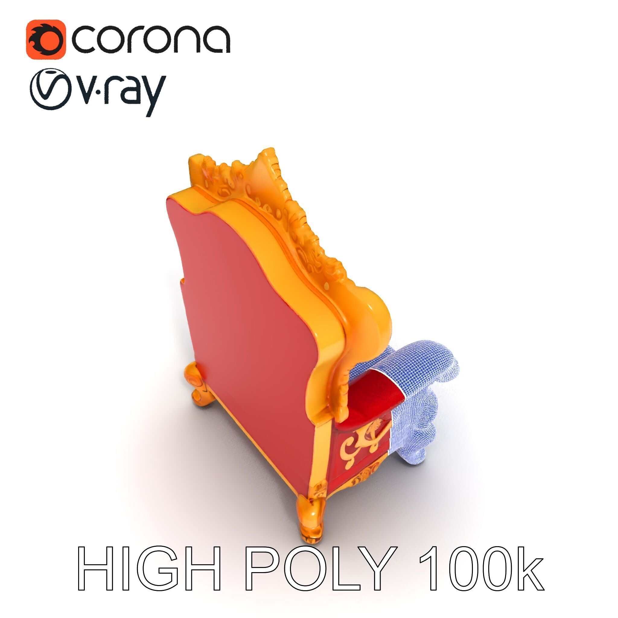 Royal Throne Chair Model Pack Low-poly 3D model_30