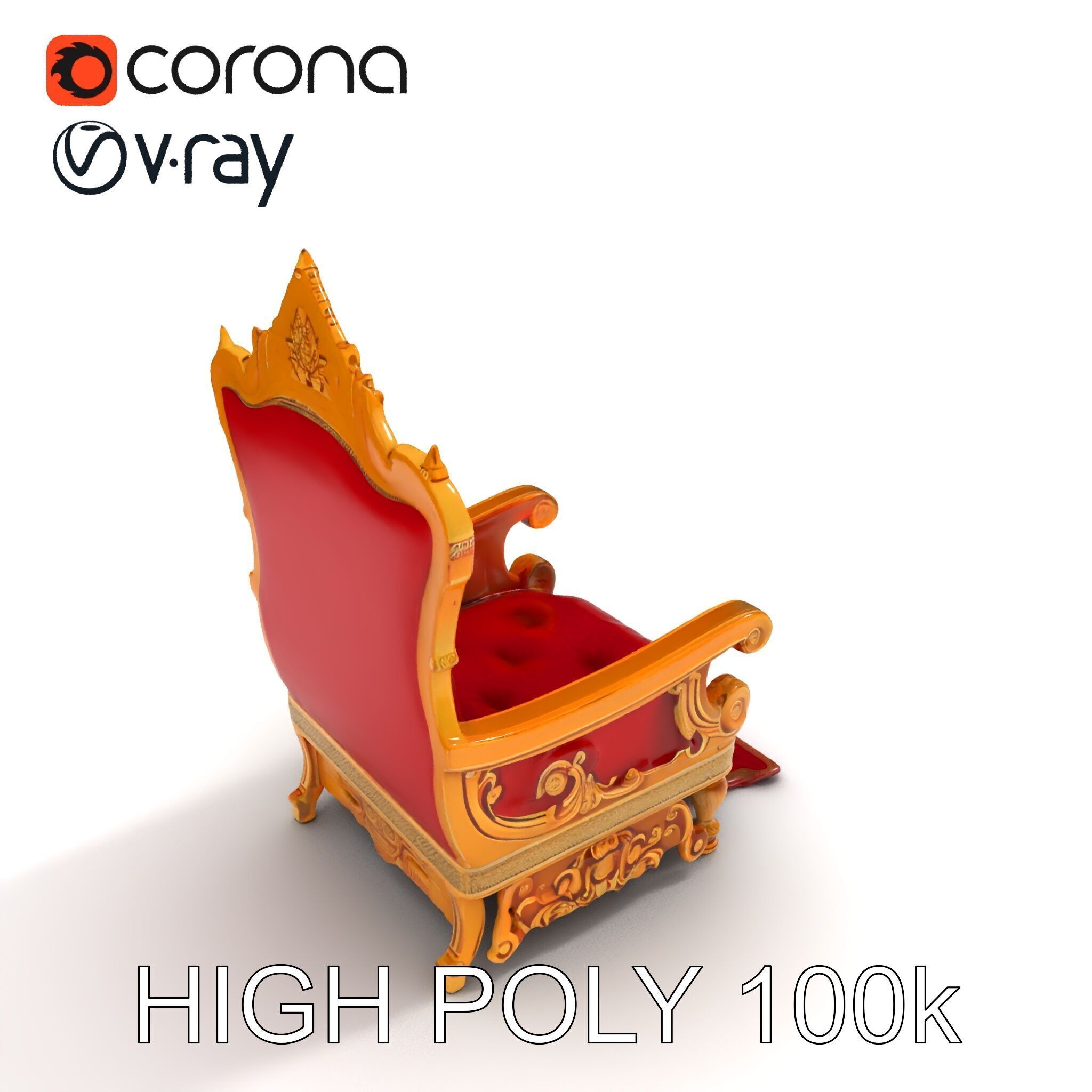 Ornate Throne Chair Model Pack for Royal Interiors Low-poly 3D model_27