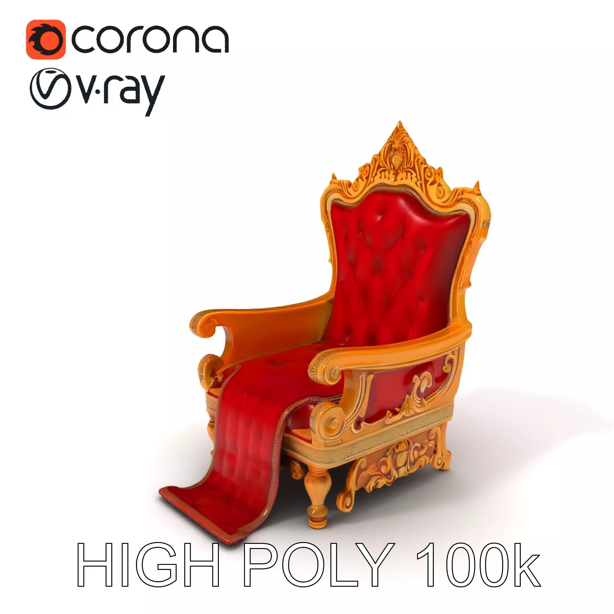 Ornate Throne Chair Model Pack for Royal Interiors Low-poly 3D model_0