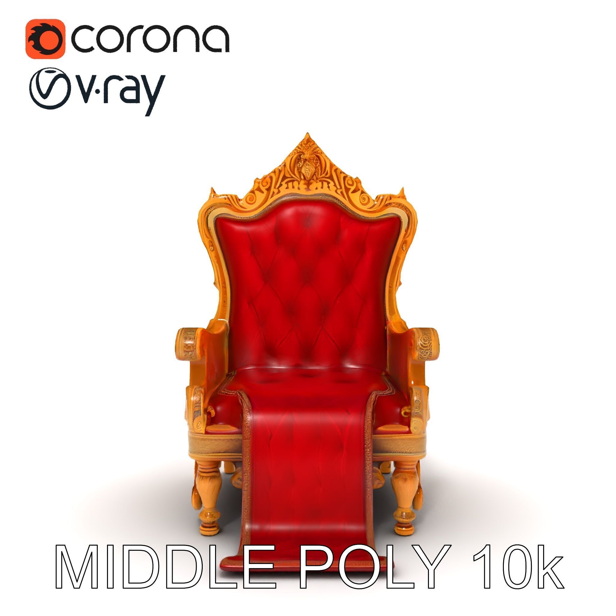 Ornate Throne Chair Model Pack for Royal Interiors Low-poly 3D model_19