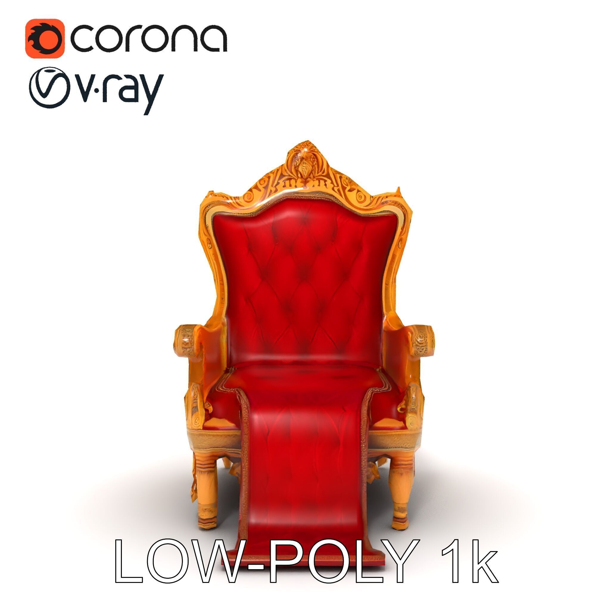 Ornate Throne Chair Model Pack for Royal Interiors Low-poly 3D model_31