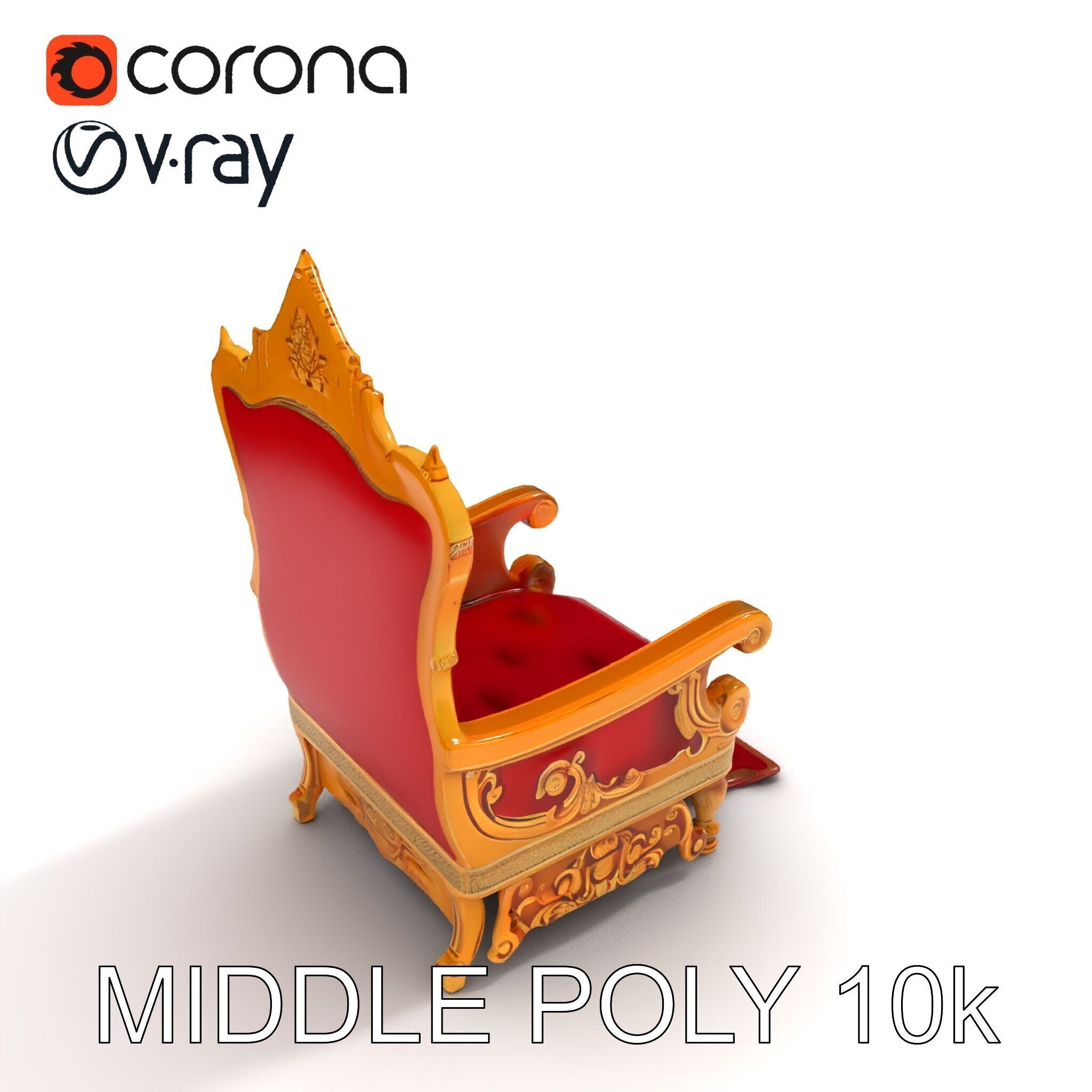Ornate Throne Chair Model Pack for Royal Interiors Low-poly 3D model_11