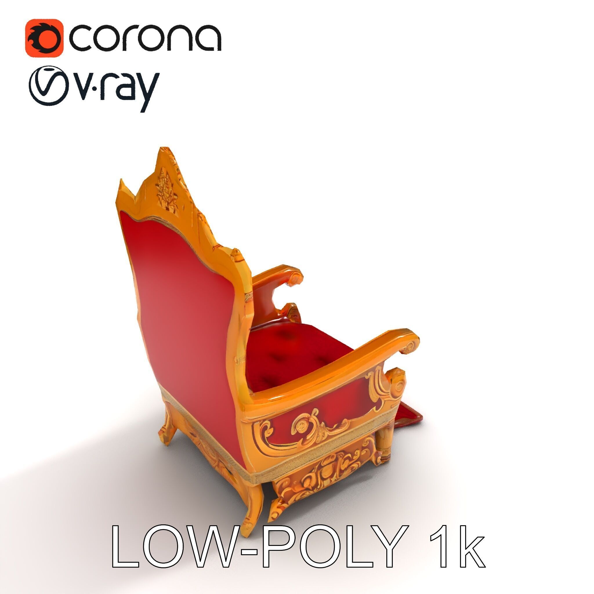 Ornate Throne Chair Model Pack for Royal Interiors Low-poly 3D model_26