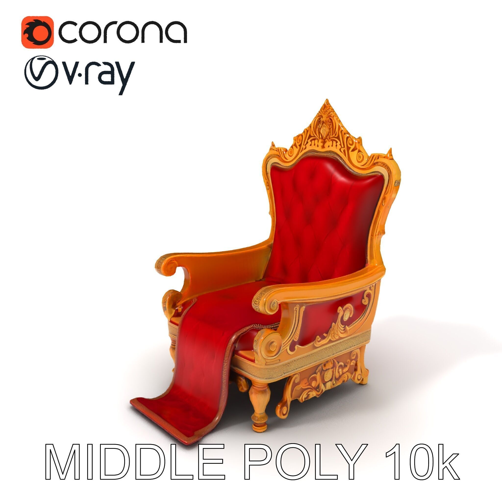 Ornate Throne Chair Model Pack for Royal Interiors Low-poly 3D model_30