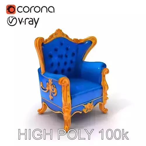 Royal Blue Armchair D Model Pack