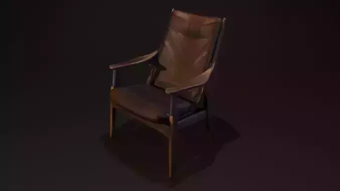 Wood and leather chair 1-Ai generated