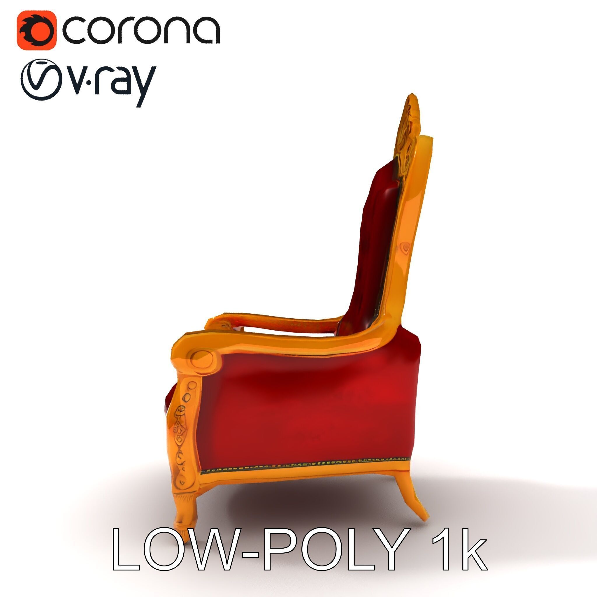 Majestic Golden Throne Chair Model Pack Low-poly 3D model_24