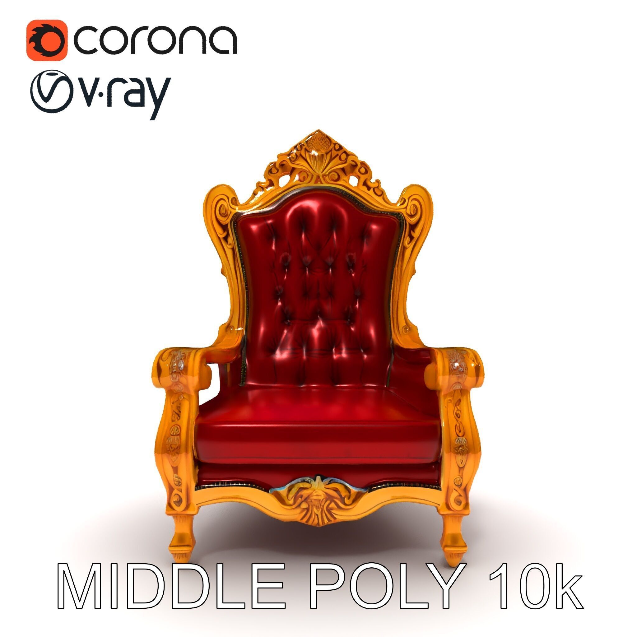 Majestic Golden Throne Chair Model Pack Low-poly 3D model_11