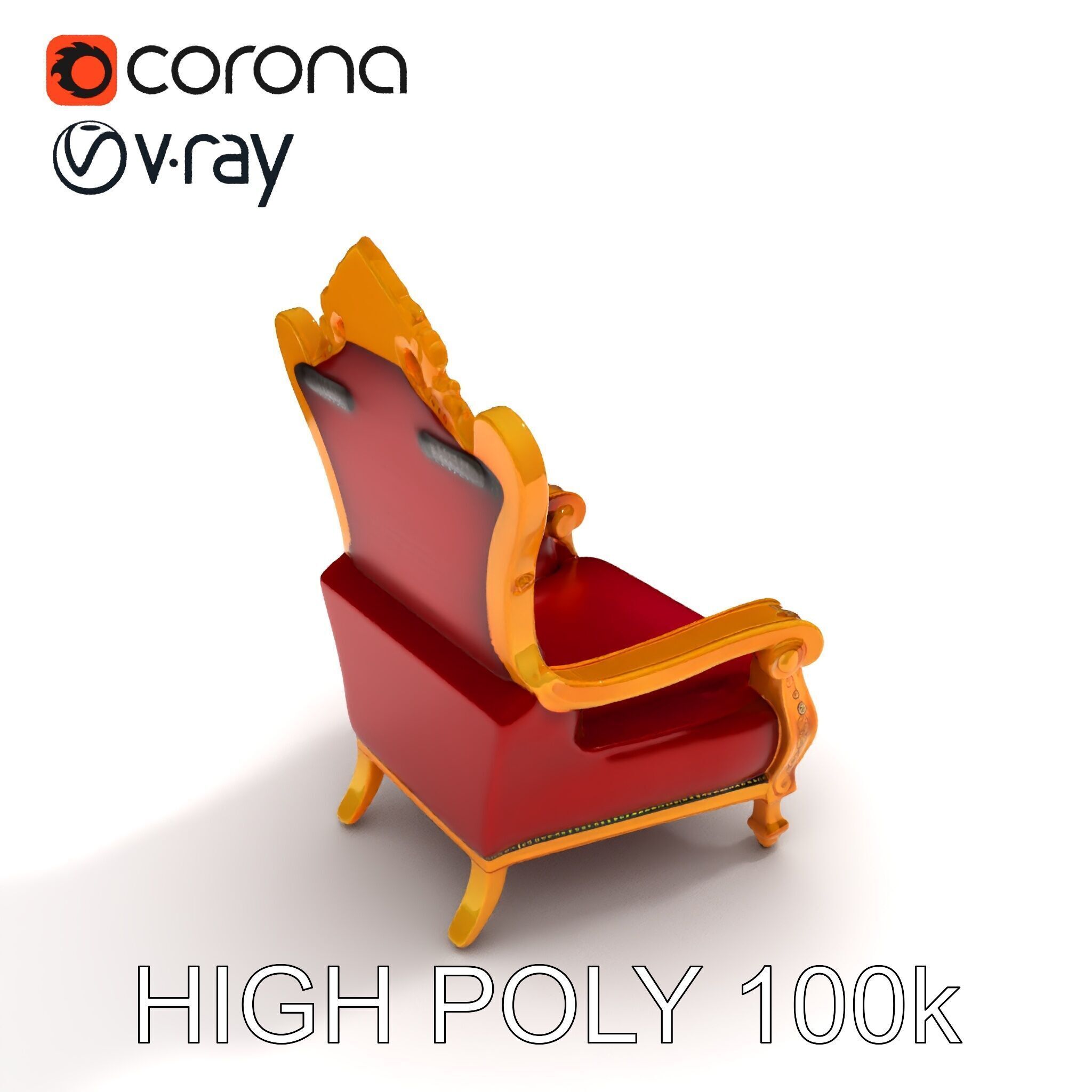 Majestic Golden Throne Chair Model Pack Low-poly 3D model_28