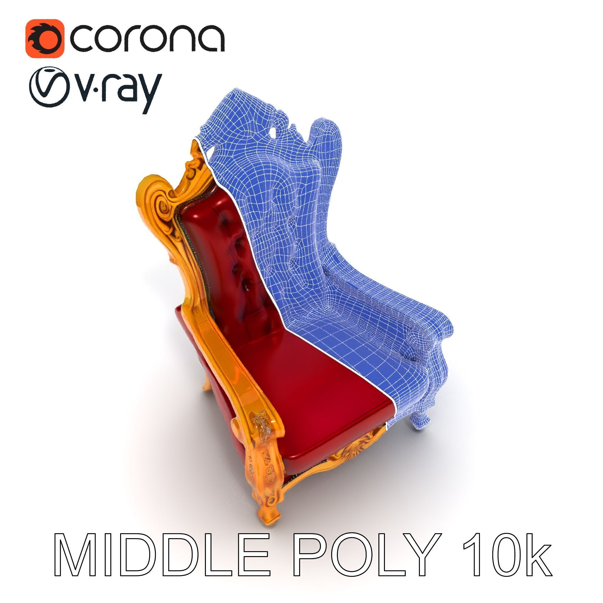 Majestic Golden Throne Chair Model Pack Low-poly 3D model_21