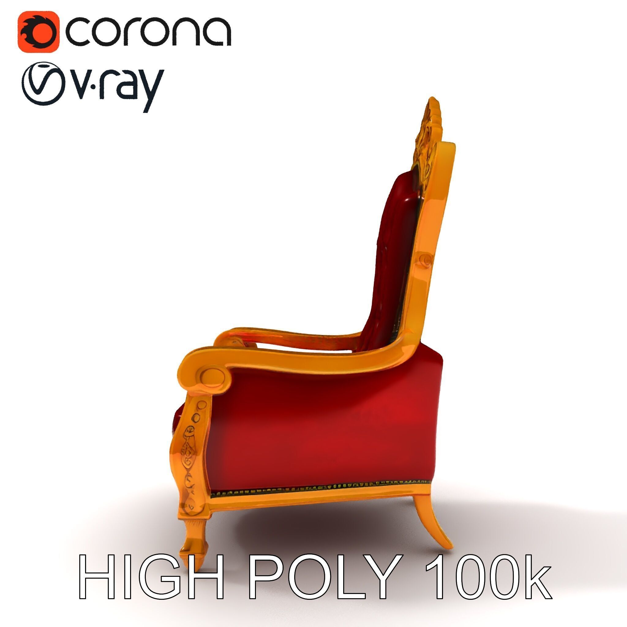 Majestic Golden Throne Chair Model Pack Low-poly 3D model_18