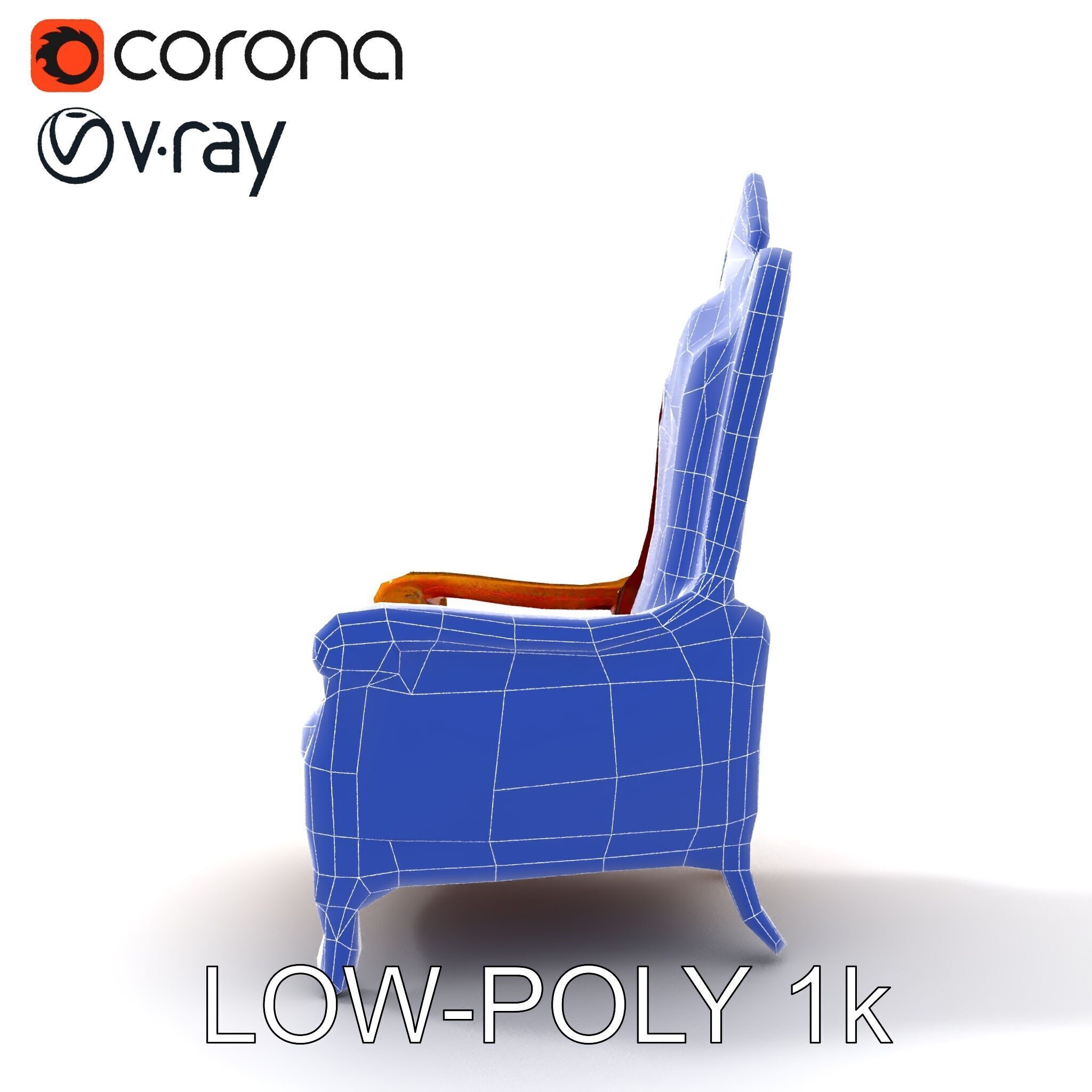 Majestic Golden Throne Chair Model Pack Low-poly 3D model_17