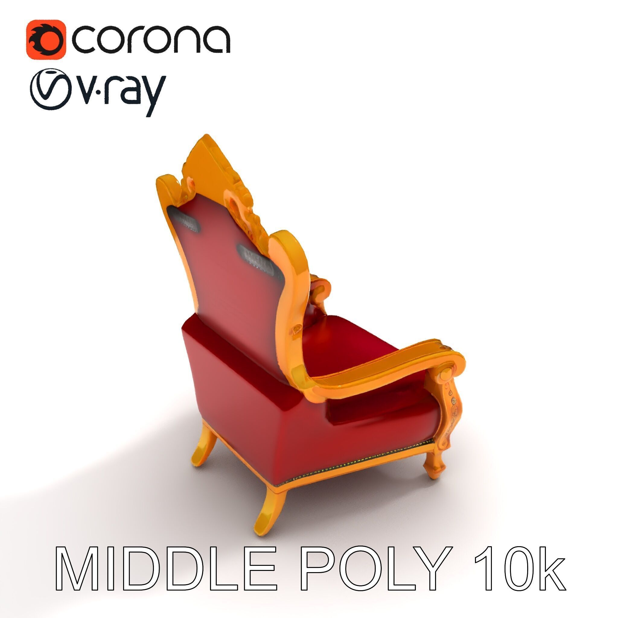 Majestic Golden Throne Chair Model Pack Low-poly 3D model_23