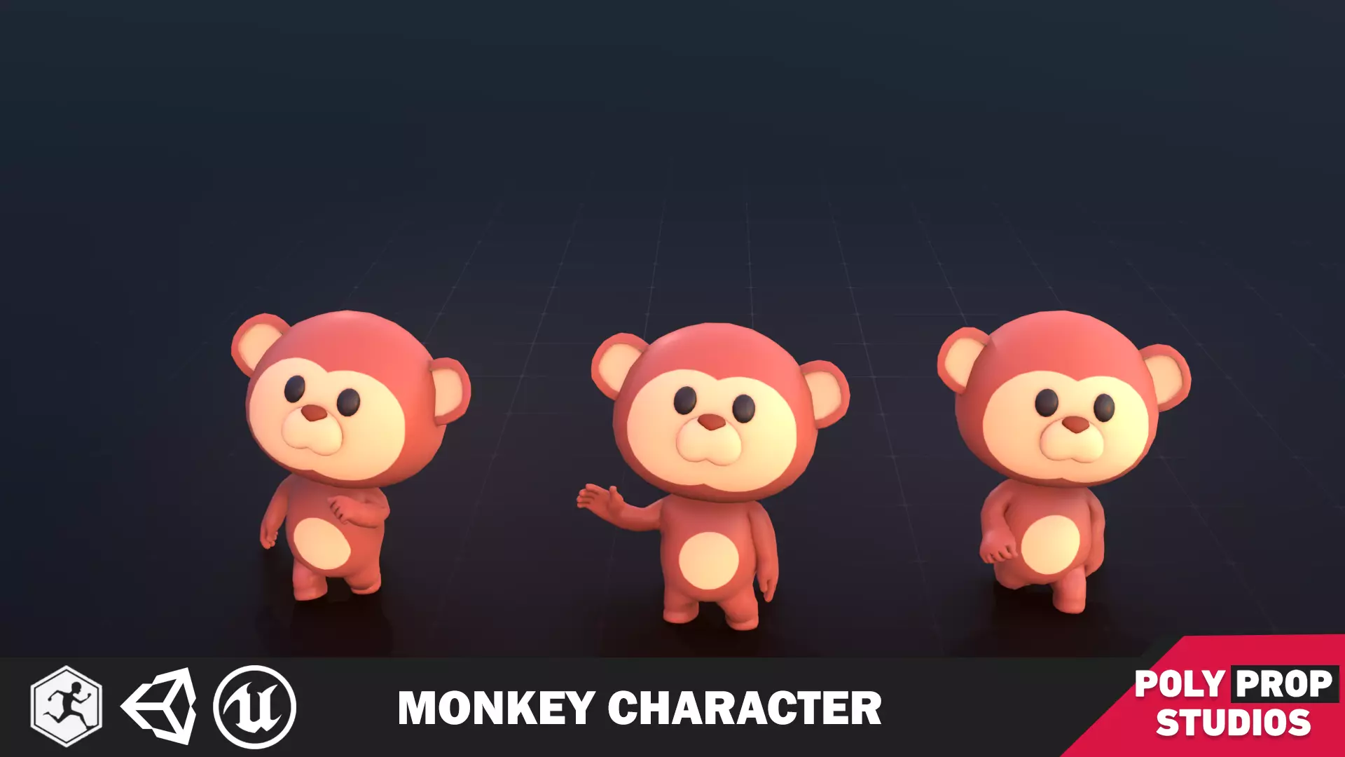 Funny Monkey Character Lowpoly Low-poly 3D model