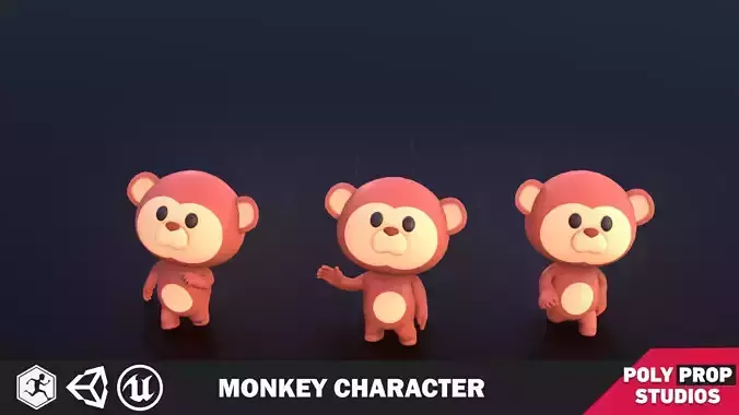 Funny Monkey Character Lowpoly