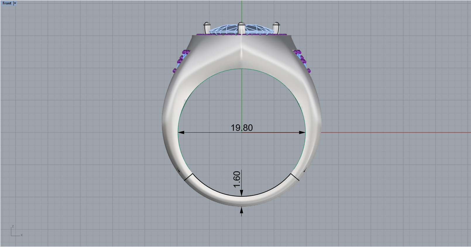 triangle signet ring with trillion gem model 1207 3D print model_6
