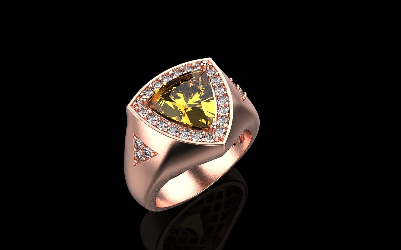 triangle signet ring with trillion gem model 1207 3D print model_18