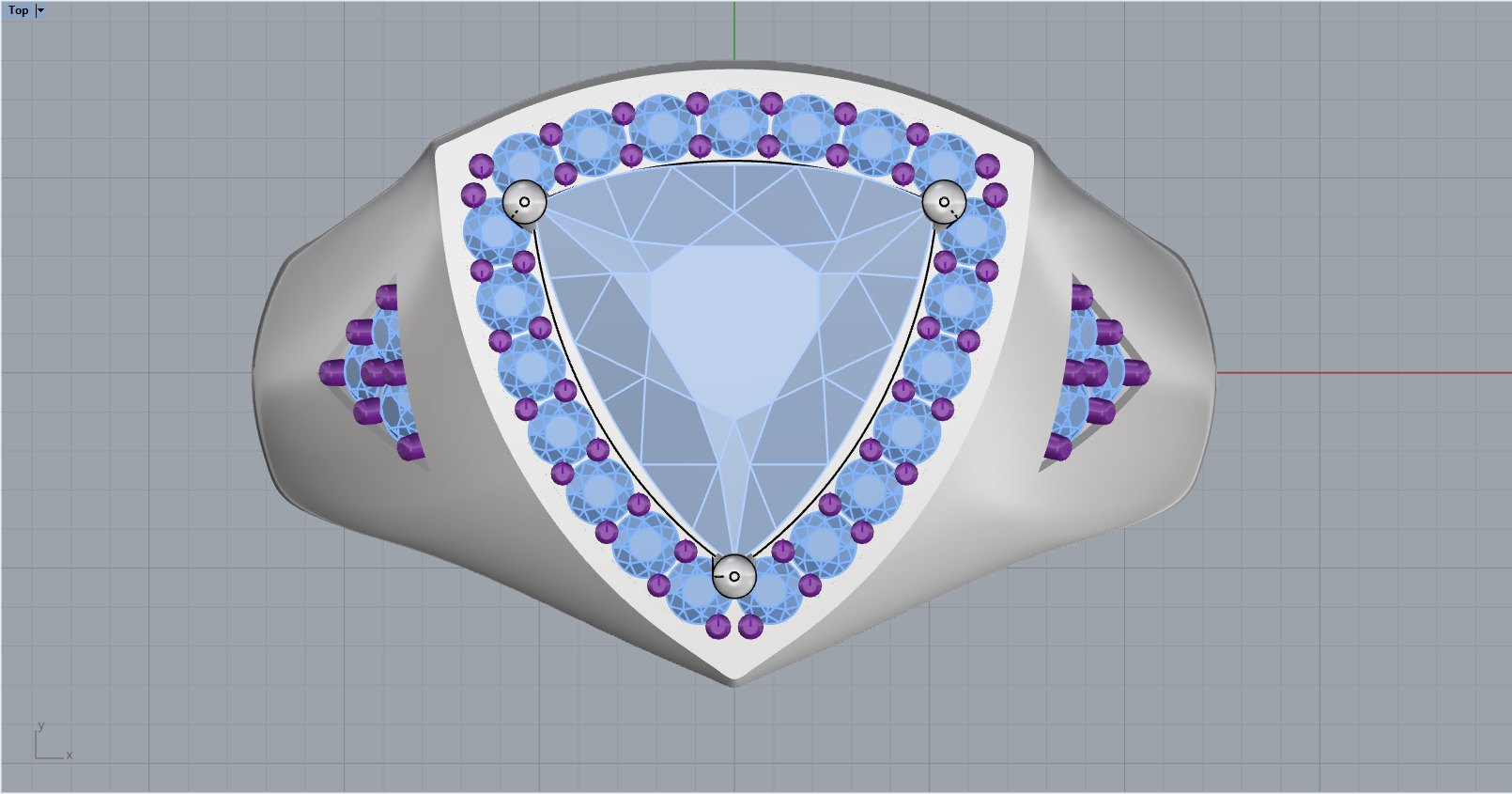 triangle signet ring with trillion gem model 1207 3D print model_5