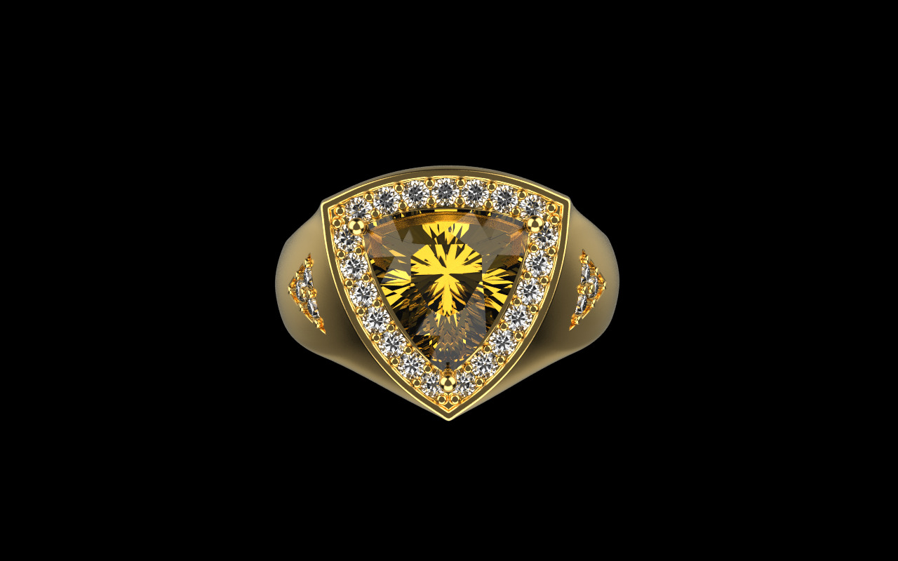 triangle signet ring with trillion gem model 1207 3D print model_9